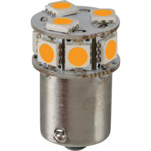 24/32V Led series - 10 SMD x 1 chip - (P21W) - BA15s - 1 pz  - Scatola - Arancio - Doppia polarità - Resistenza incorporata