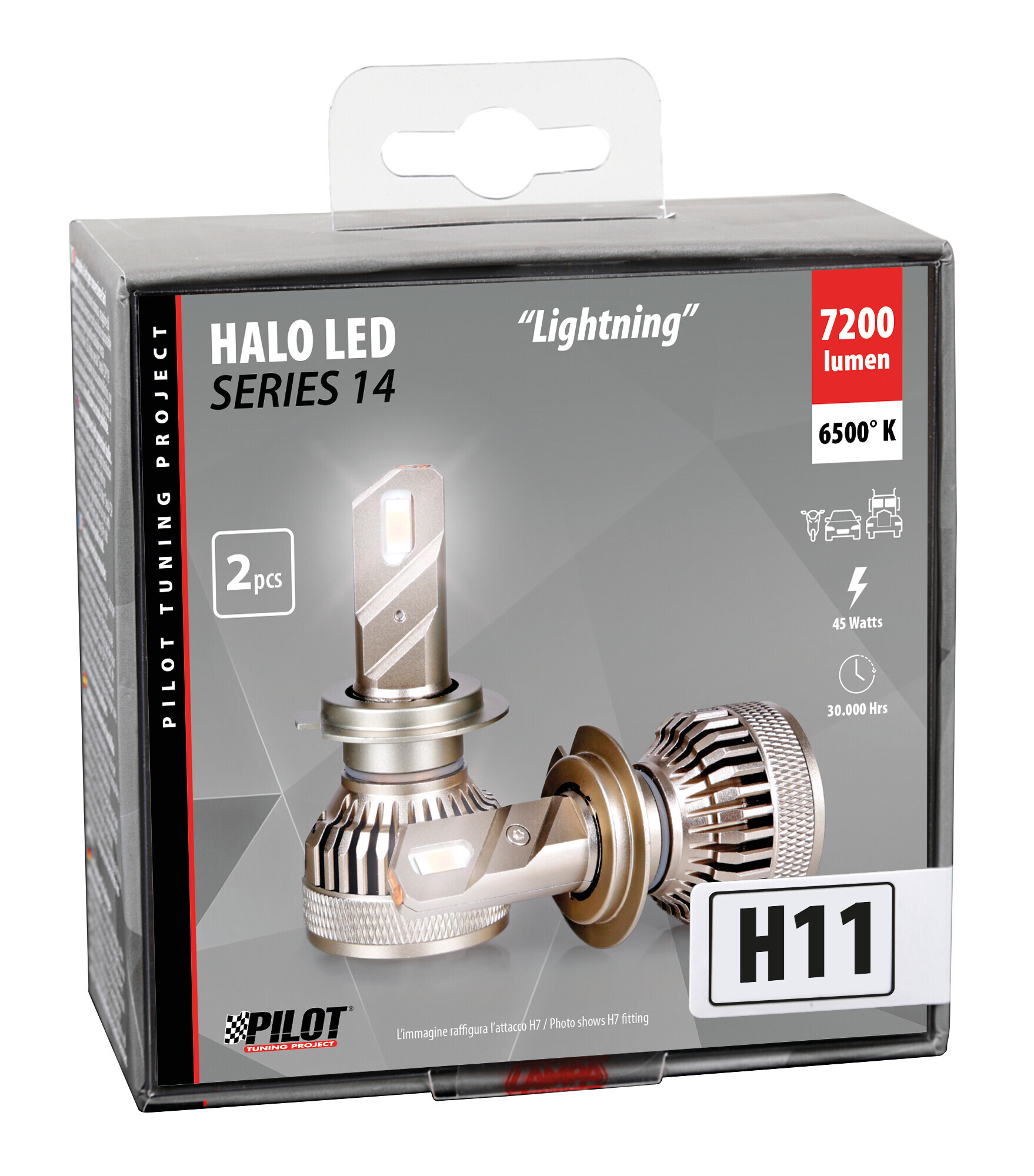 9/32V Halo Led Serie 14 Lightning - (H11) - 45W - PGJ19-2 - 2 pz - Scatola - immagine 4