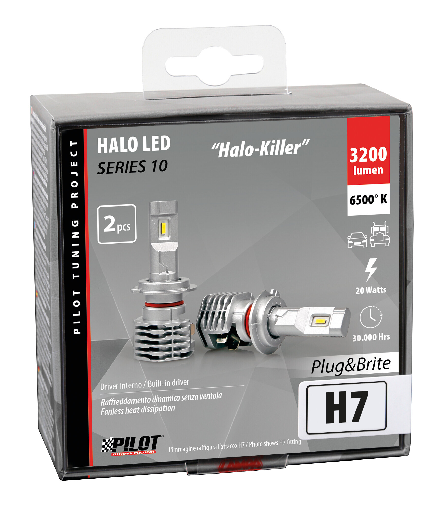 9/32V Halo Led Serie 10 Halo Killer - (H7) - 20W - PX26d - 2 pz - Scatola - immagine 7
