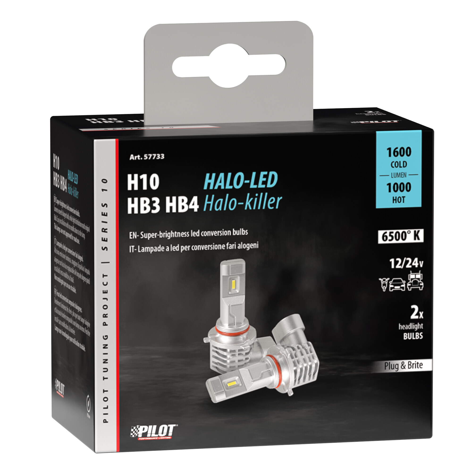 9/32V Halo Led Serie 10 Halo Killer - (H10-HB3 9005) - 20W - P20d - 2 pz - Scatola - immagine 4