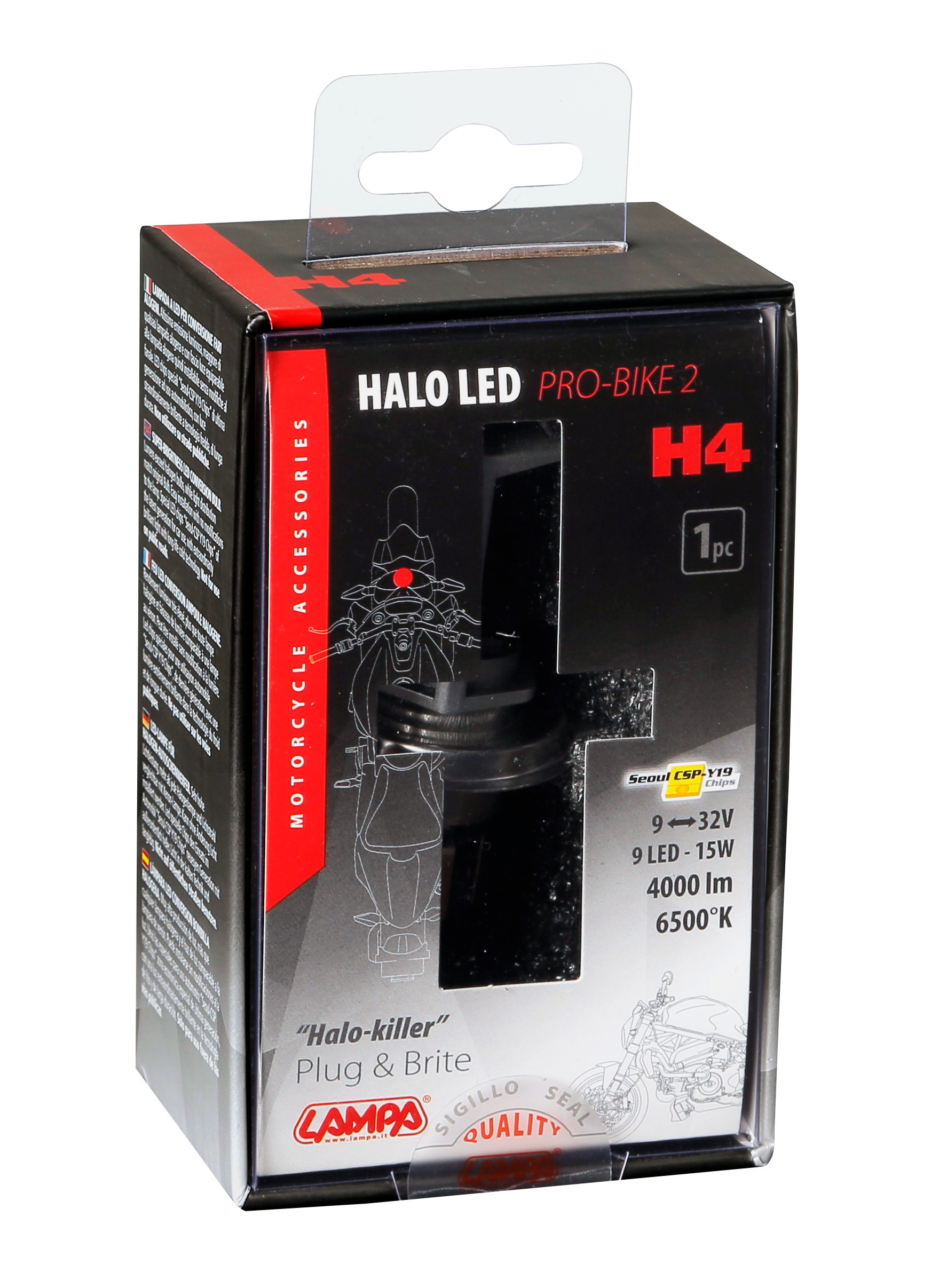 9/32V Halo Led Pro-Bike 2 - (H4) - 15W - P43t - 1 pz - Scatola - immagine 5