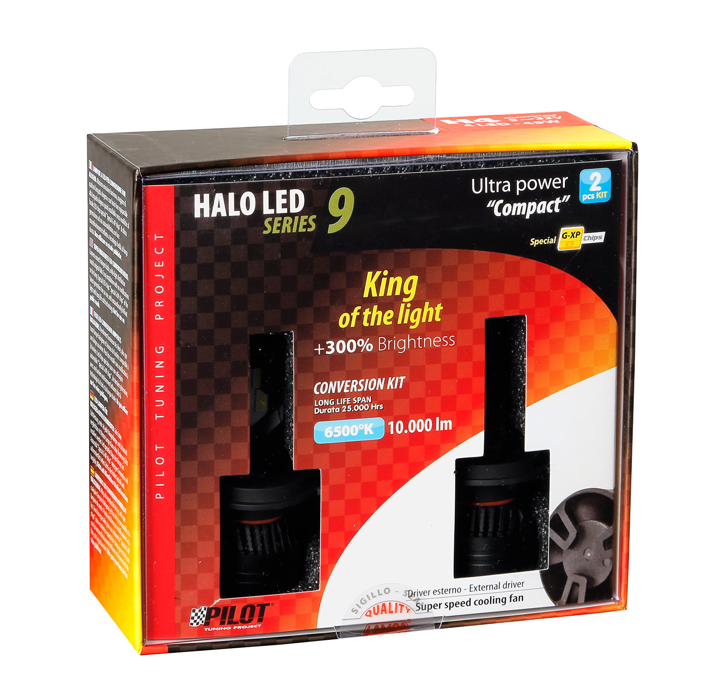 9/32V Halo Led Serie 9 Ultra Power Compact - (H4) - 45W - P43t - 2 pz - Scatola - immagine 8