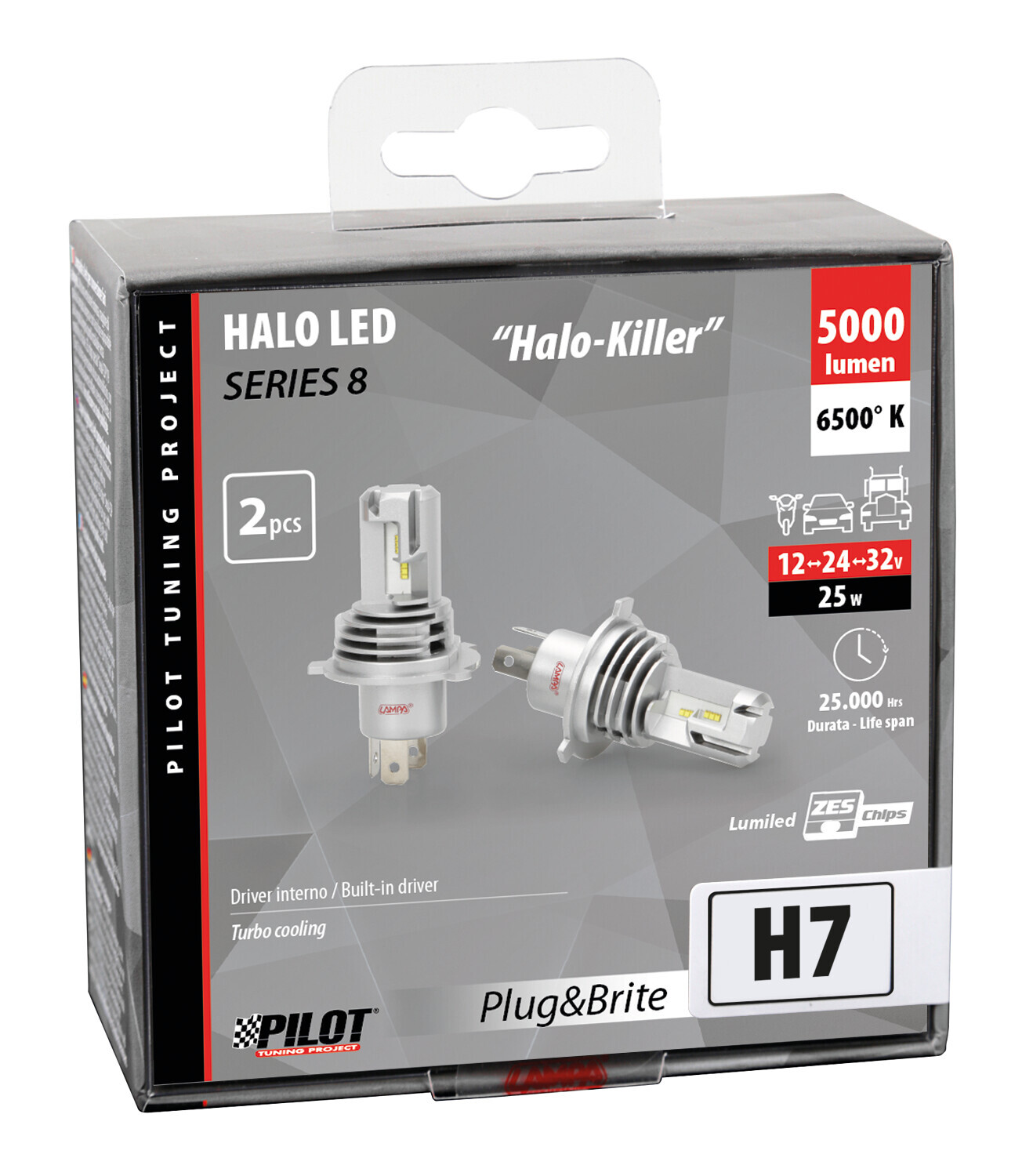 9/32V Halo Led Serie 8 Halo Killer - (H7) - 25W - PX26d - 2 pz - Scatola - immagine 4