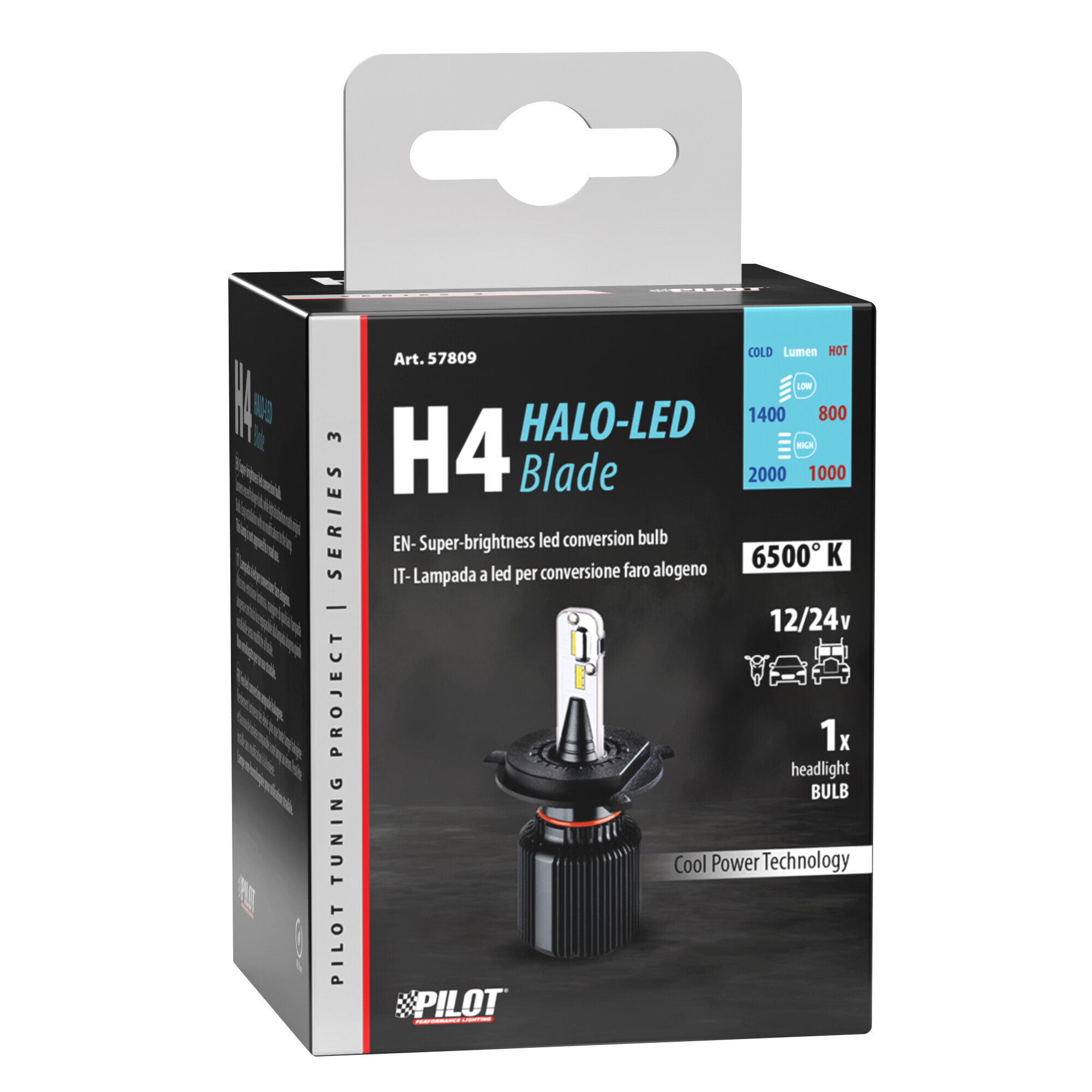 9/32V Halo Led Serie 3 Blade - (H4) - 20W - P43t - 1 pz - Scatola - immagine 2