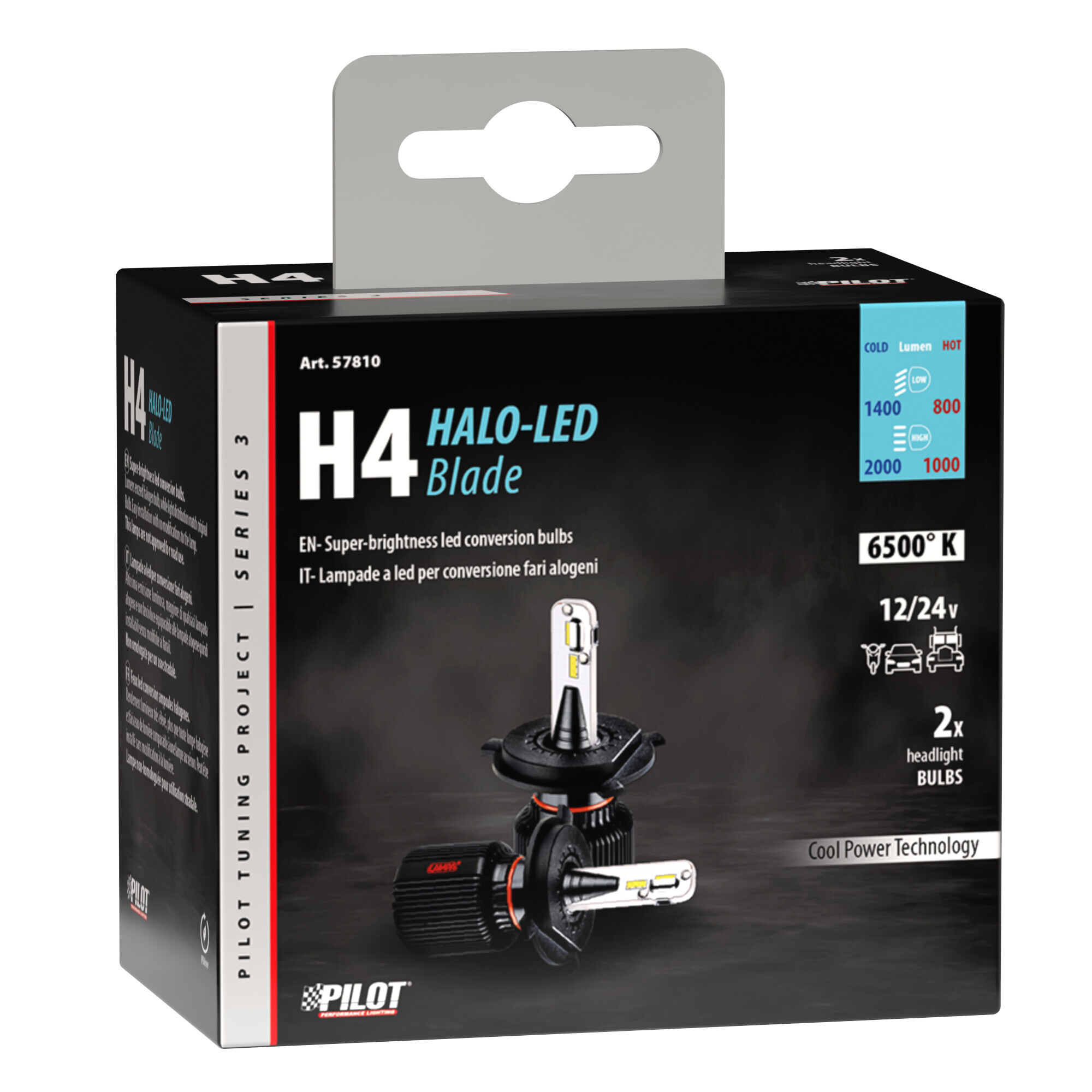 9/32V Halo Led Serie 3 Blade - (H4) - 20W - P43t - 2 pz - Scatola - immagine 6
