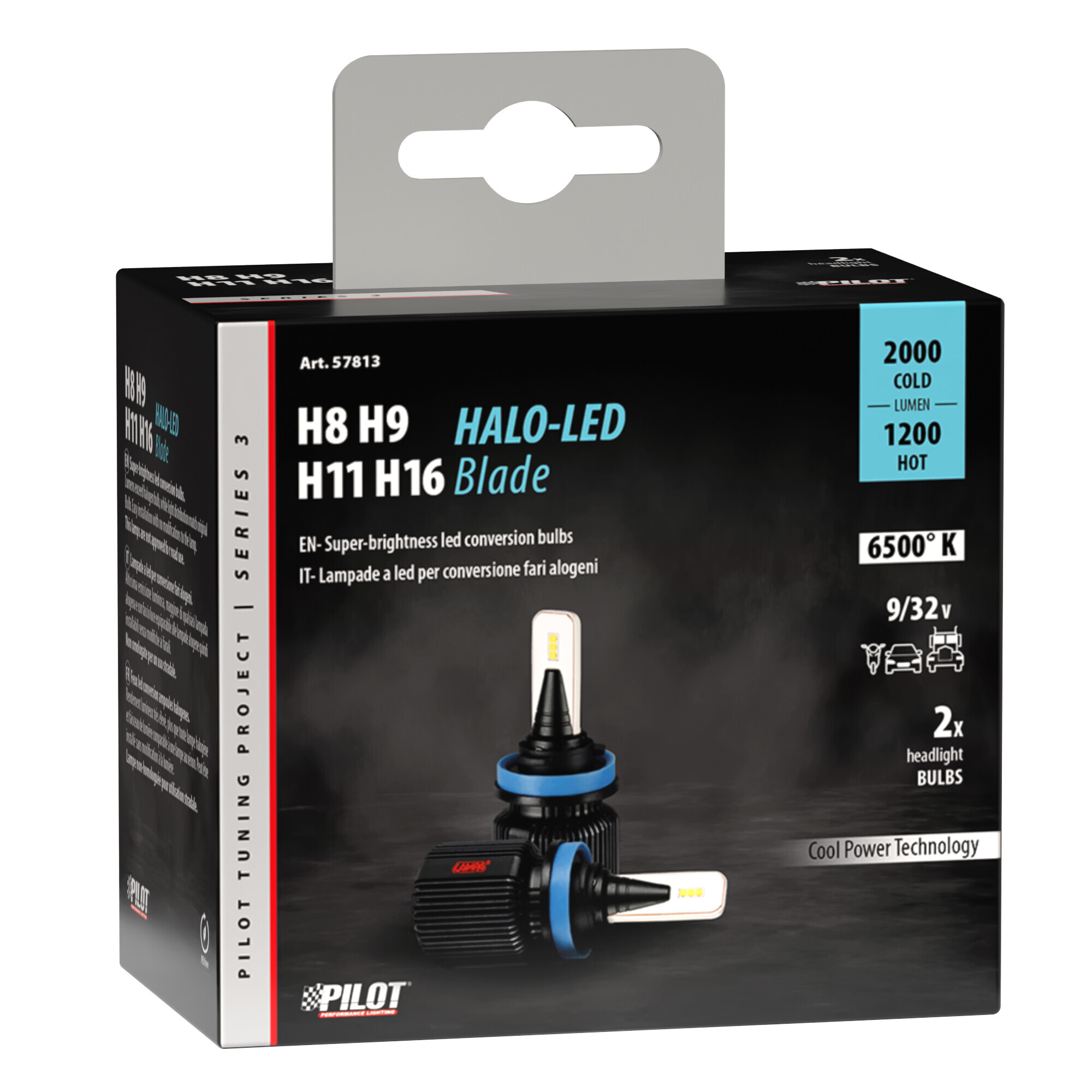 9/32V Halo Led Serie 3 Blade - (H8-H9-H11-H16) - 20W - PGJ19-X - 2 pz - Scatola - immagine 4
