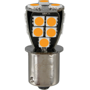 24/32V Led series - 18 SMD x 1 chip - (P21W) - BA15s - 1 pz  - D/Blister - Arancio - Doppia polarità - Resistenza incorporata