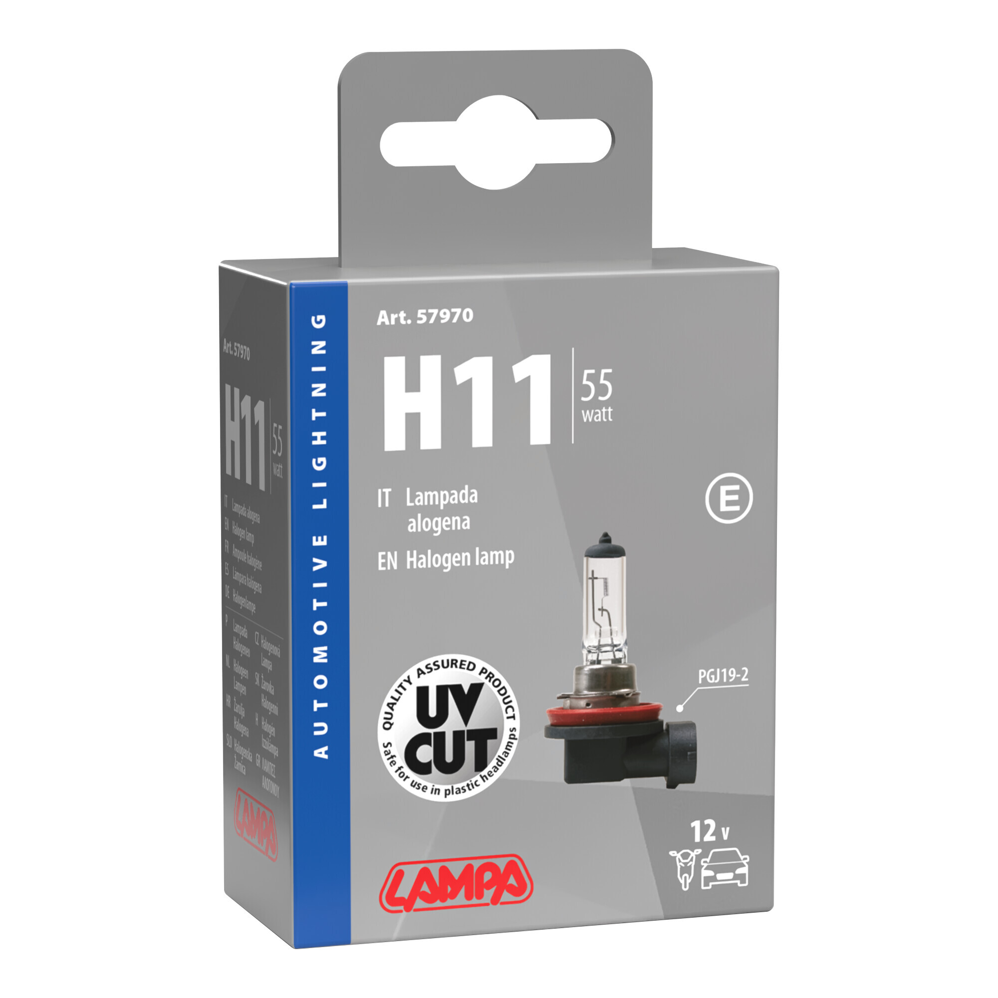 12V Lampada alogena - H11 - 55W - PGJ19-2 - 1 pz - Scatola - immagine 4