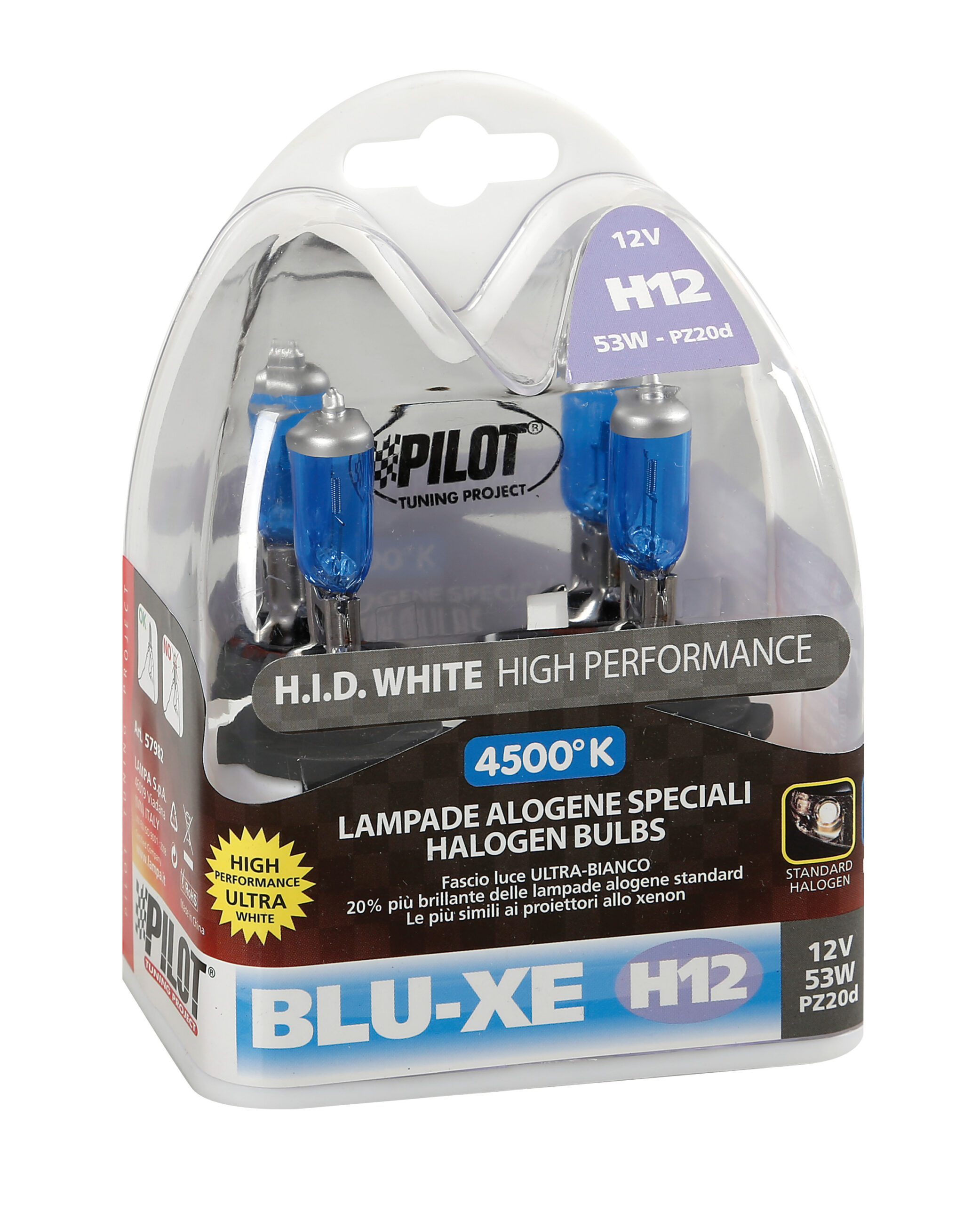 12V Lampada alogena Blu-Xe - H12 - 53W - PZ20d - 2 pz - Scatola Plast. - immagine 4