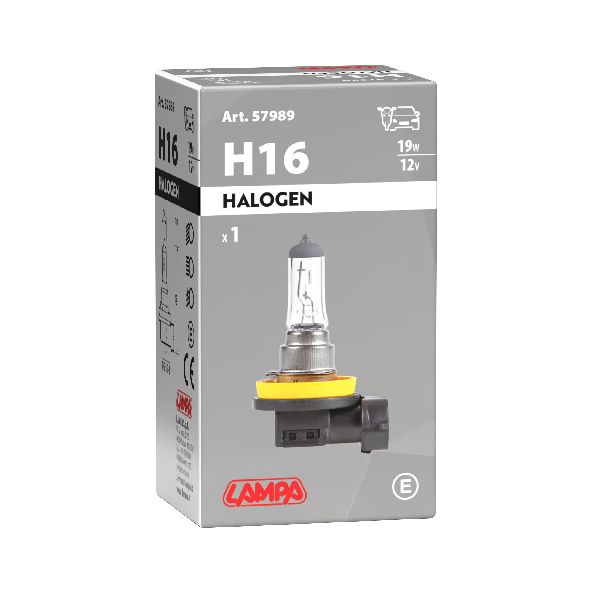 12V Lampada alogena - H16 - 19W - PGJ19-3 - 1 pz - Scatola - immagine 4