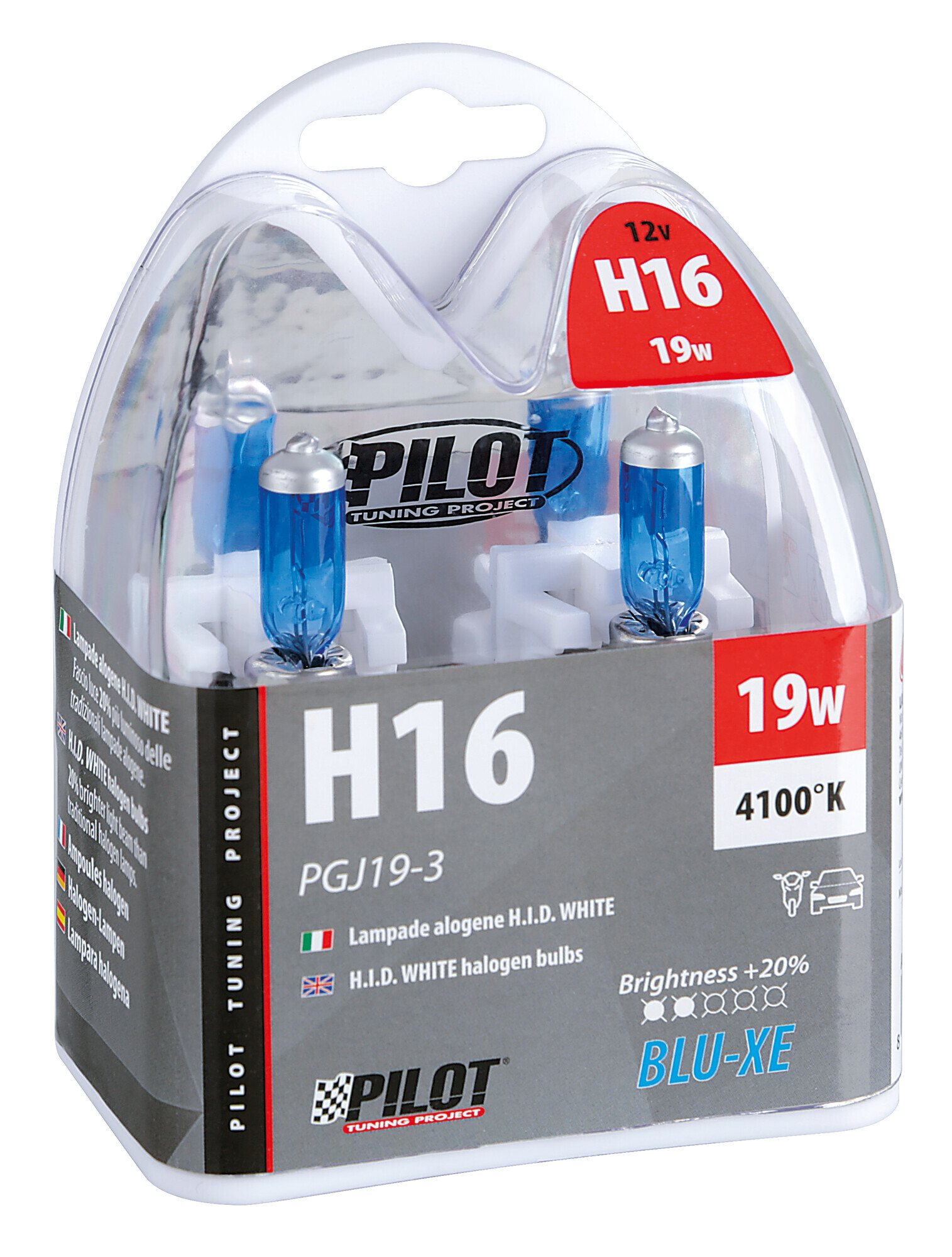 12V Lampada alogena Blu-Xe - H16 - 19W - PGJ19-3 - 2 pz - Scatola Plast. - immagine 4