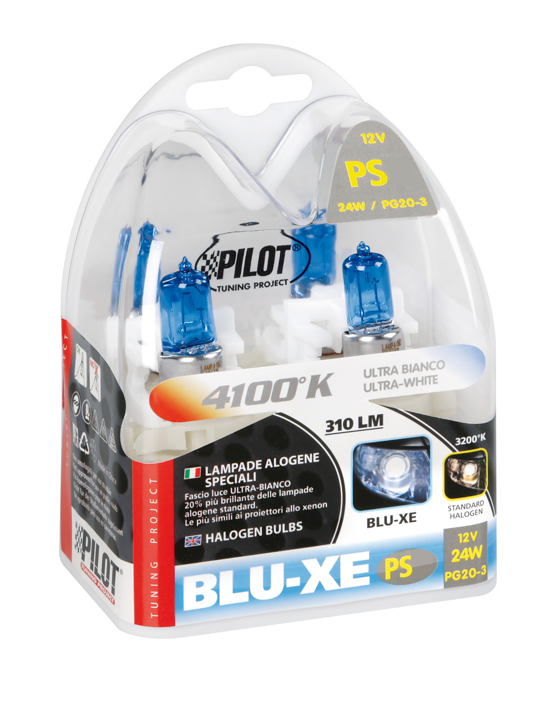 12V Lampada alogena Blu-Xe - PS24W - 24W - PG20-3 - 2 pz - Scatola Plast. - immagine 4