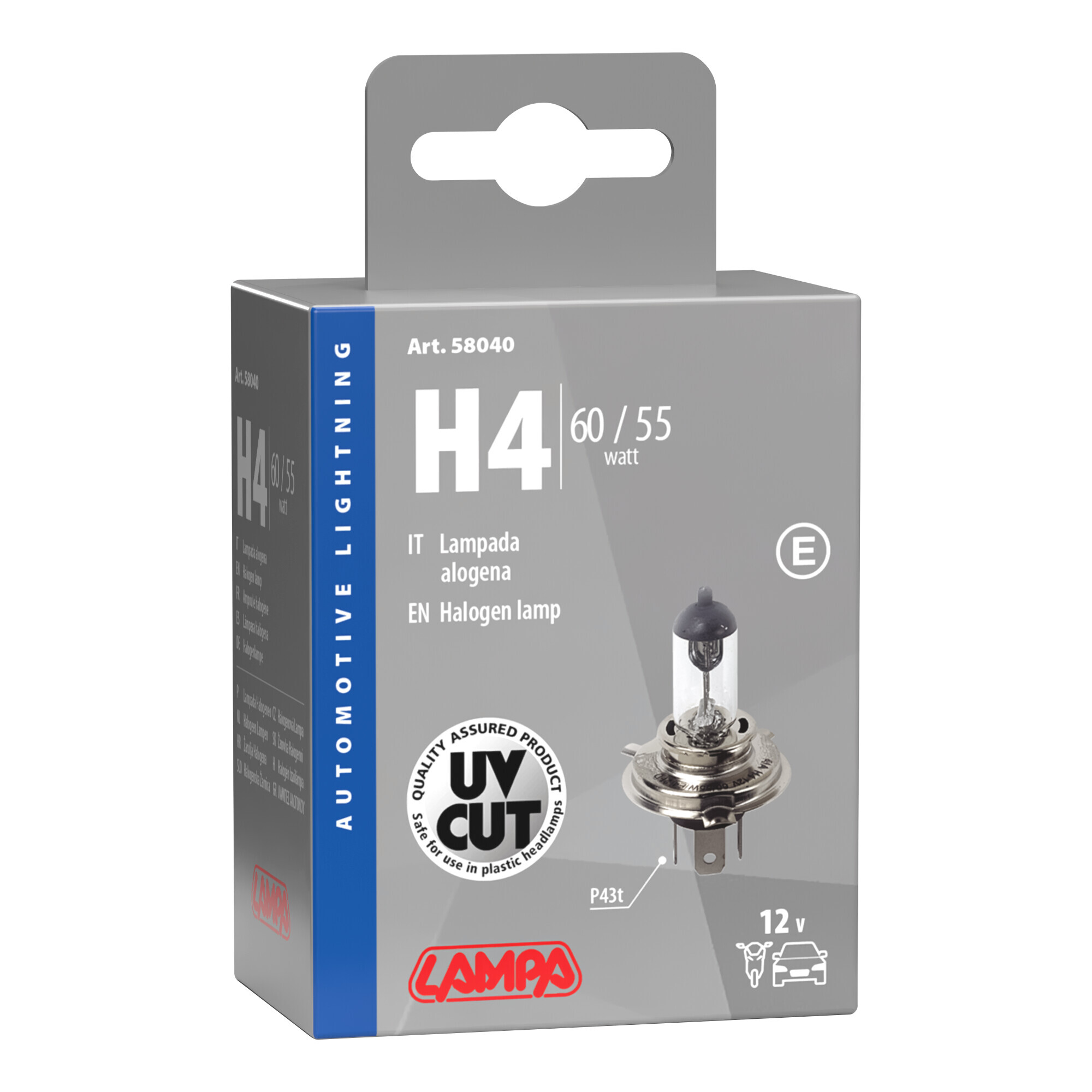 12V Lampada alogena - H4 - 60/55W - P43t - 1 pz - Scatola - immagine 4