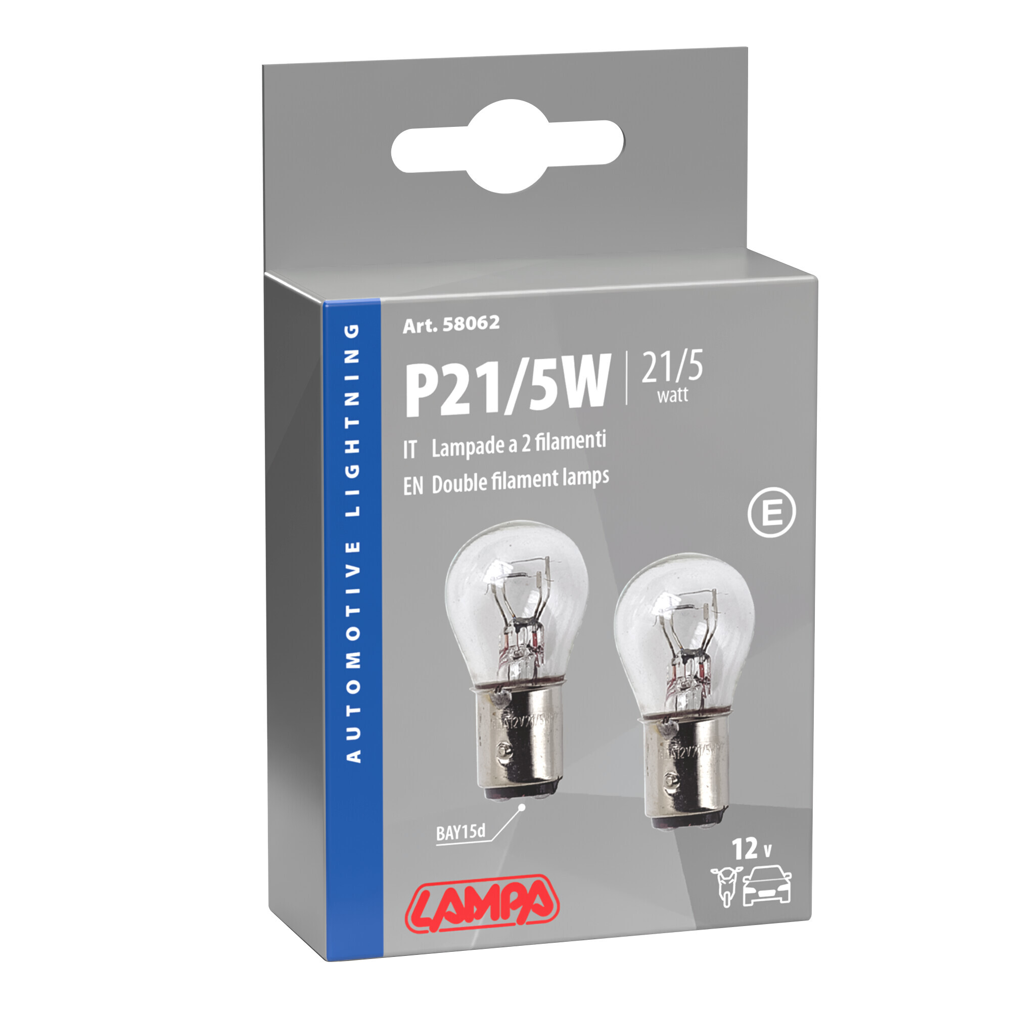 12V Lampada 2 filamenti - P21/5W - 21/5W - BAY15d - 2 pz - Scatola - immagine 4