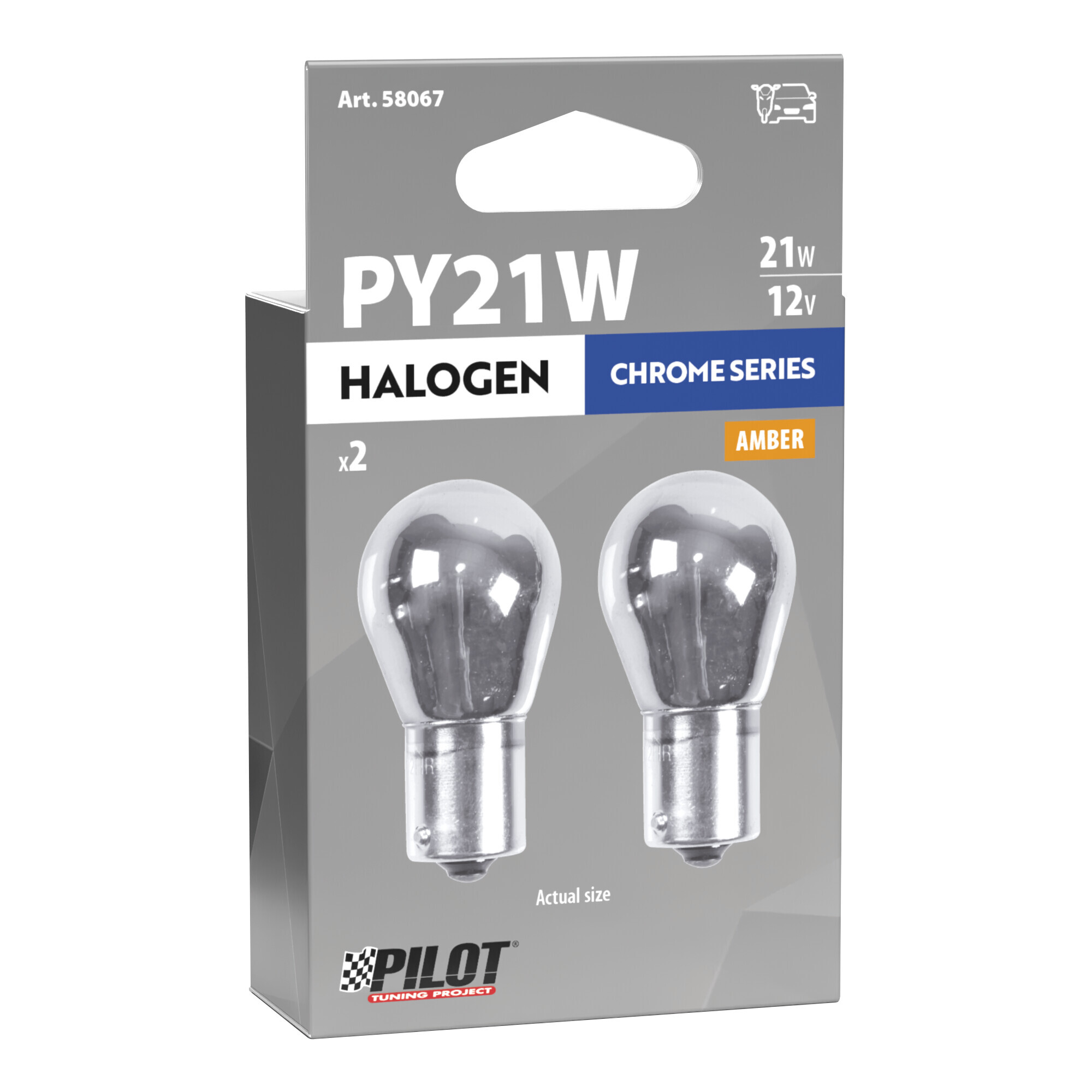 12V Lampada 1 filamento - (PY21W) - 21W - BAU15s - 2 pz - Scatola - Cromo/Arancio - immagine 4