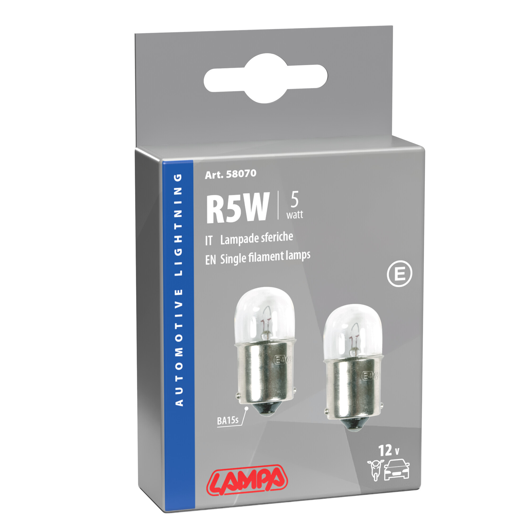 12V Lampada sferica - R5W - 5W - BA15s - 2 pz - Scatola - immagine 4