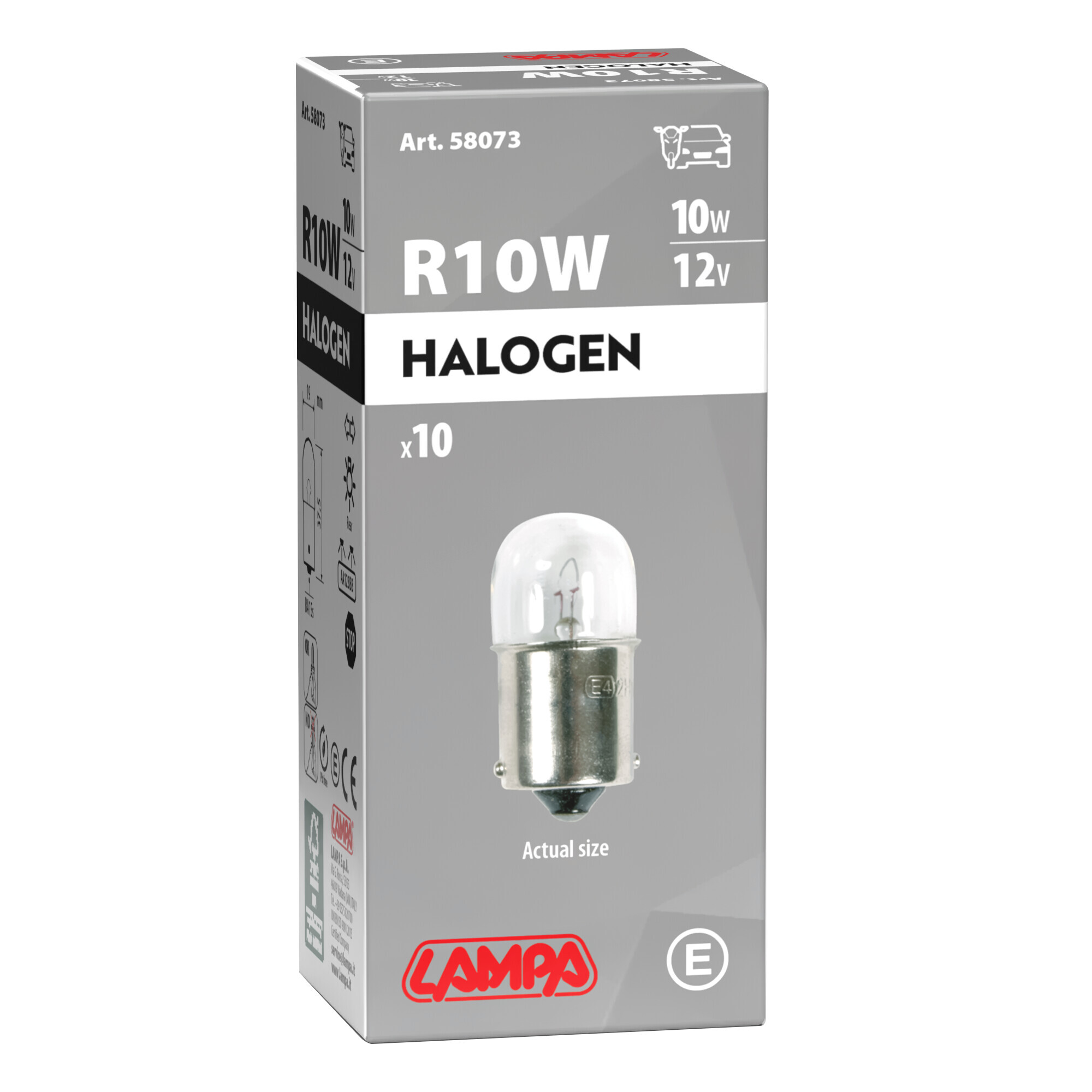 12V Lampada sferica - R10W - 10W - BA15s - 10 pz - Scatola - immagine 4