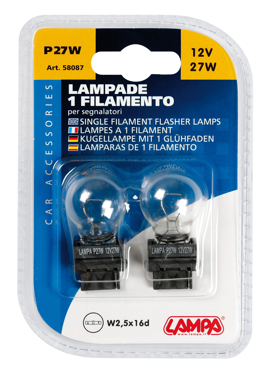 12V Lampada 1 filamento - P27W - 27W - W2,5x16d - 2 pz - Scatola - immagine 4