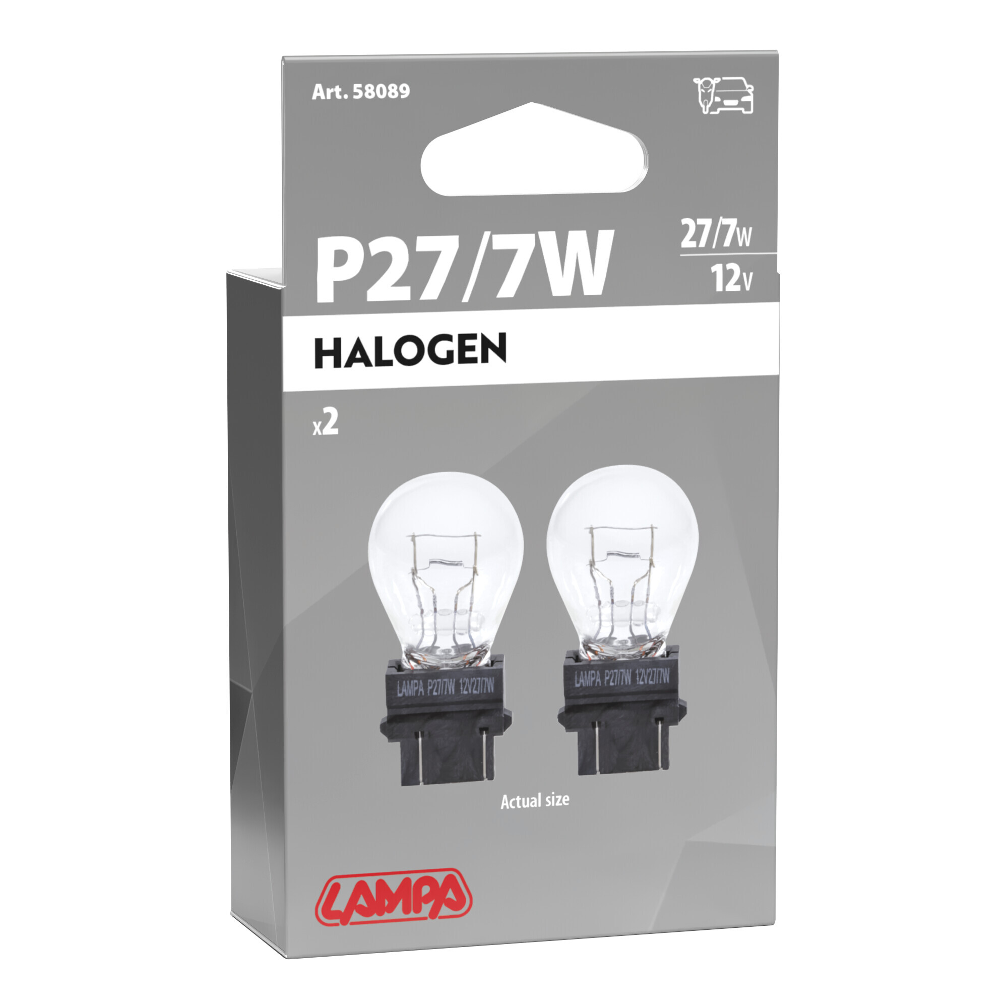 12V Lampada 2 filamenti - P27/7W - 27/7W - W2,5x16q - 2 pz - Scatola - immagine 4