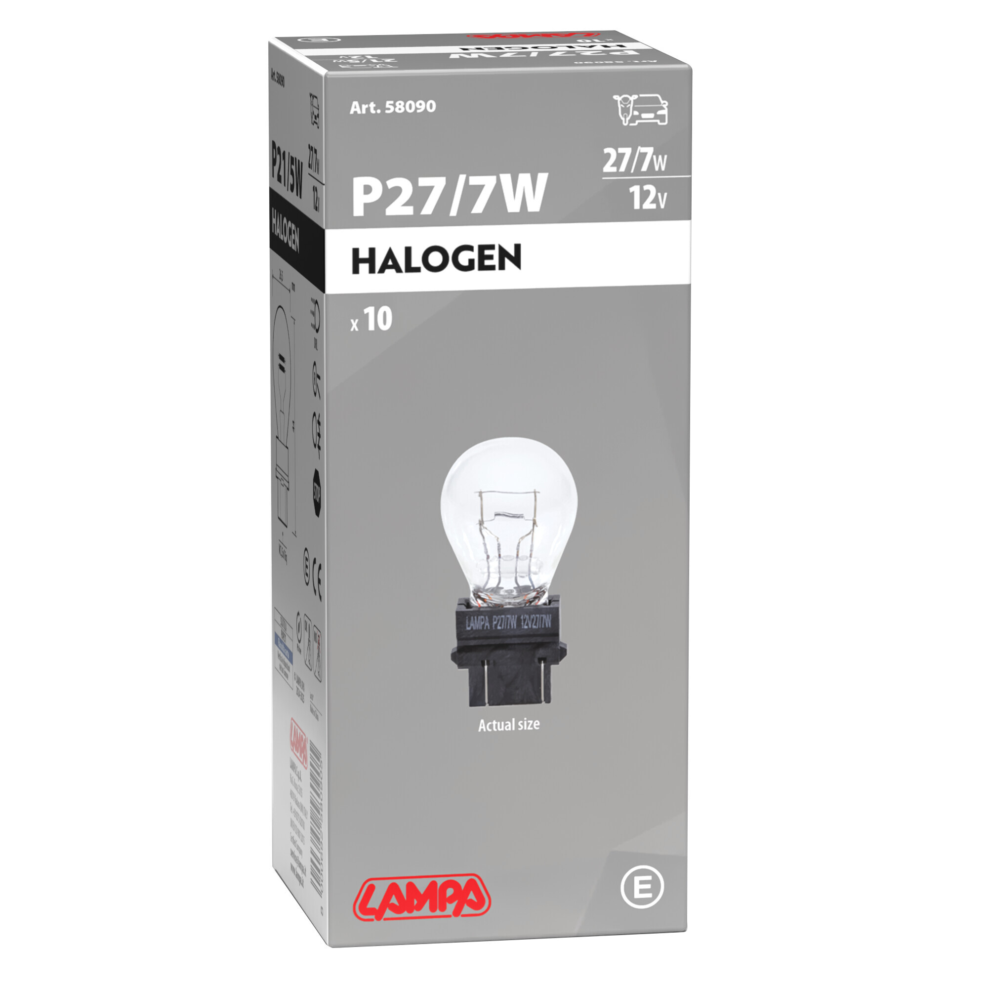12V Lampada 2 filamenti - P27/7W - 27/7W - W2,5x16q - 10 pz - Scatola - immagine 4