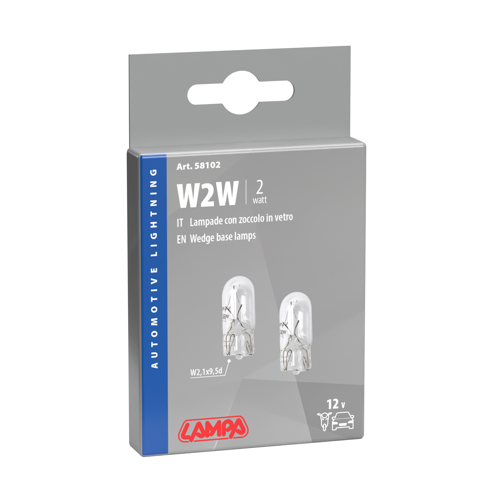 12V Lampada con zoccolo vetro - W2W - 2W - W2,1x9,5d - 2 pz - Scatola - immagine 4