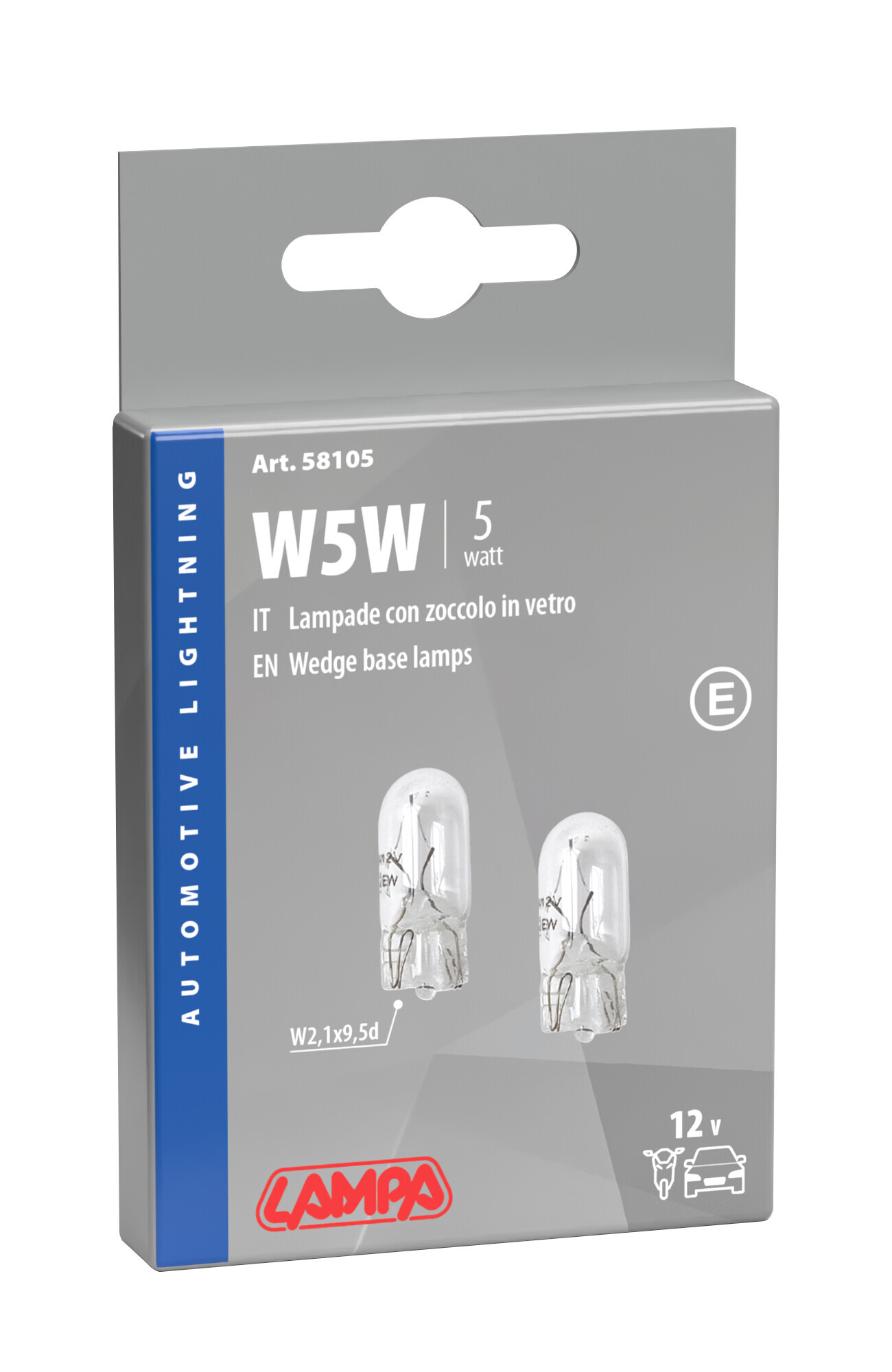 12V Lampada con zoccolo vetro - W5W - 5W - W2,1x9,5d - 2 pz - Scatola - immagine 4