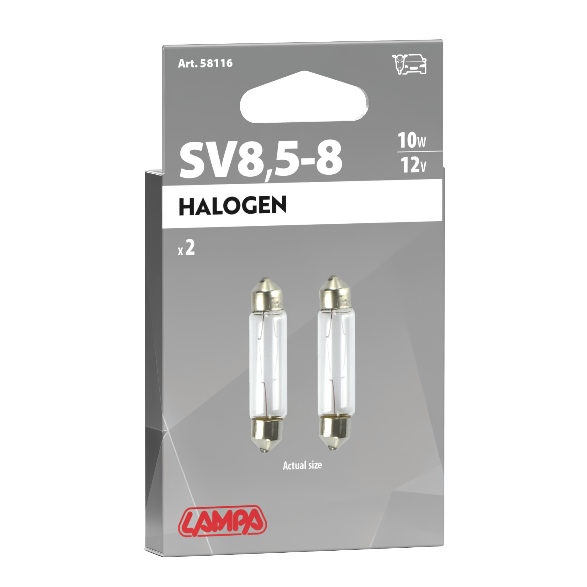 12V Lampada siluro - 11x44 mm - 10W - SV8,5-8 - 2 pz - Scatola - immagine 4