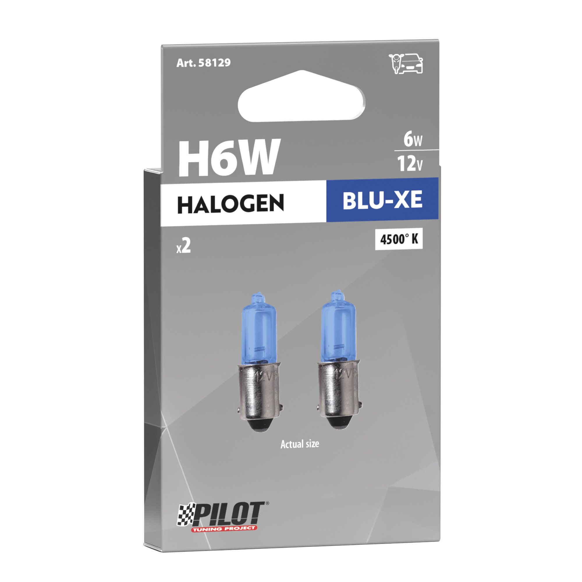 12V Lampada alogena micro Blu-Xe - (H6W) - 6W - BAX9s - 2 pz - Scatola - immagine 4