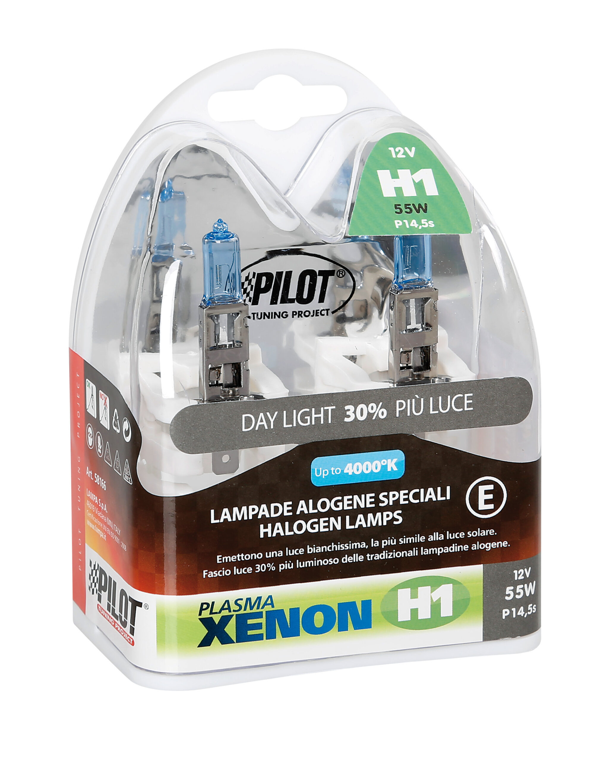 12V Lampada alogena Xenon - H1 - 55W - P14,5s - 2 pz - Scatola Plast. - immagine 4