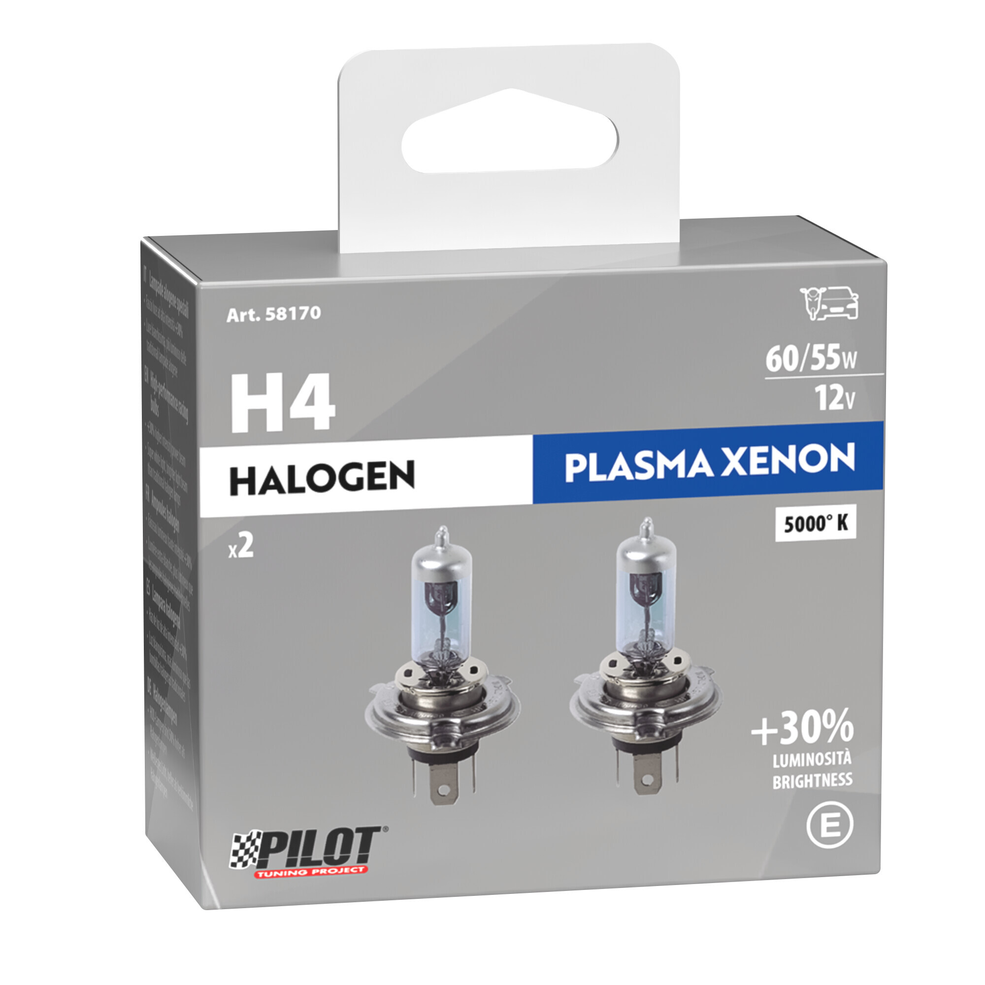12V Lampada alogena Xenon - H4 - 60/55W - P43t - 2 pz - Scatola - immagine 4
