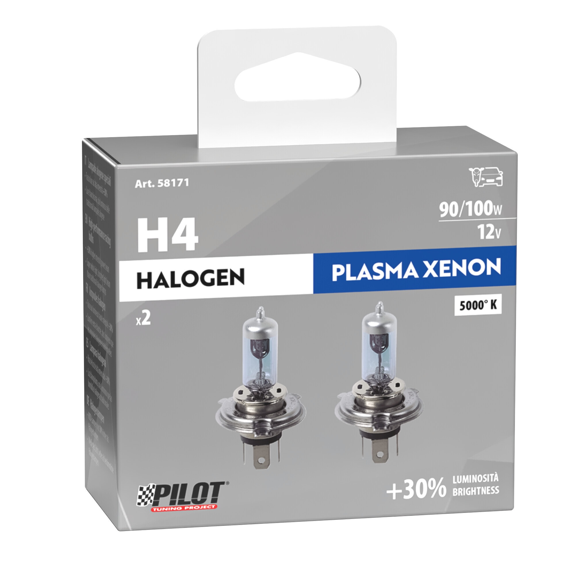 12V Lampada alogena Xenon - (H4) - 100/90W - P43t - 2 pz - Scatola - immagine 4