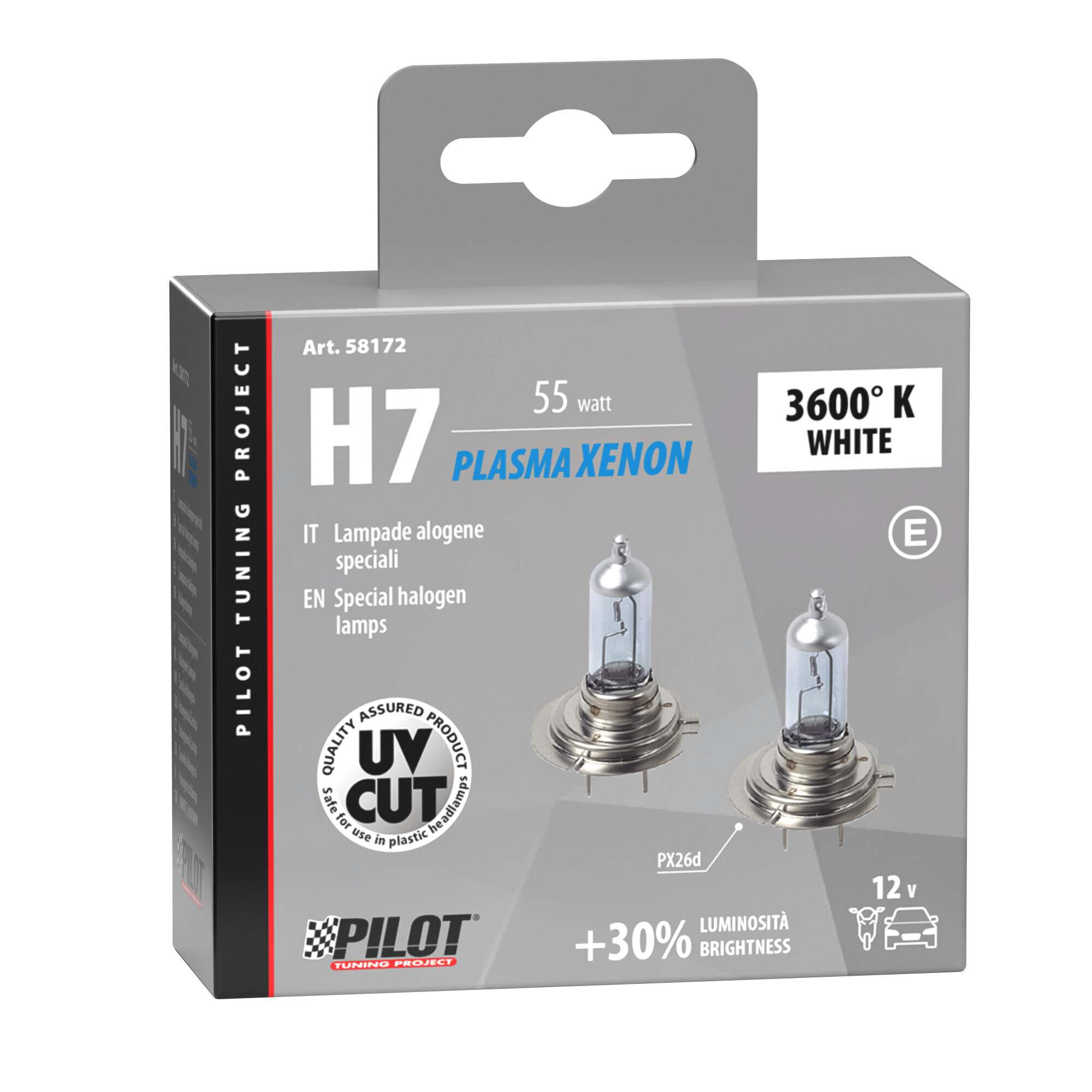 12V Lampada alogena Xenon - H7 - 55W - PX26d - 2 pz - Scatola - immagine 4
