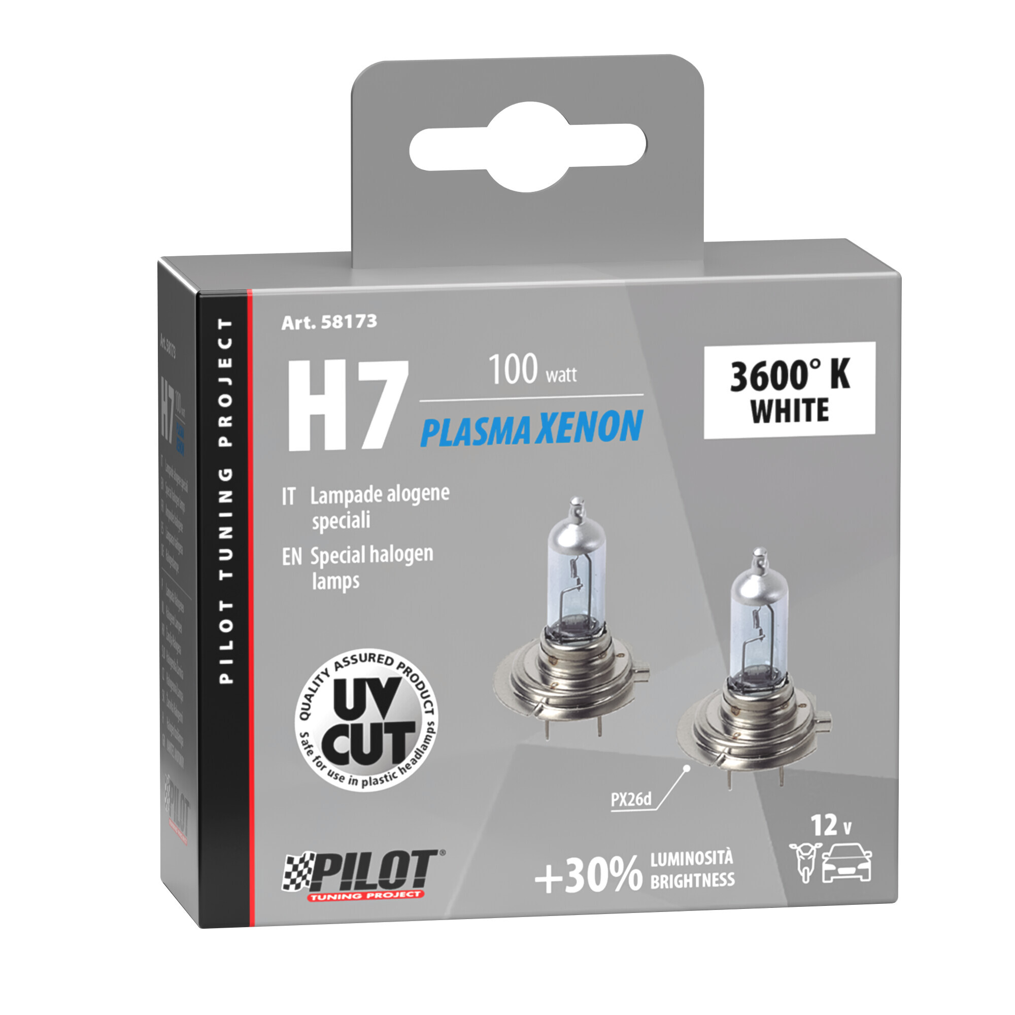 12V Lampada alogena Xenon - (H7) - 100W - PX26d - 2 pz - Scatola - immagine 4