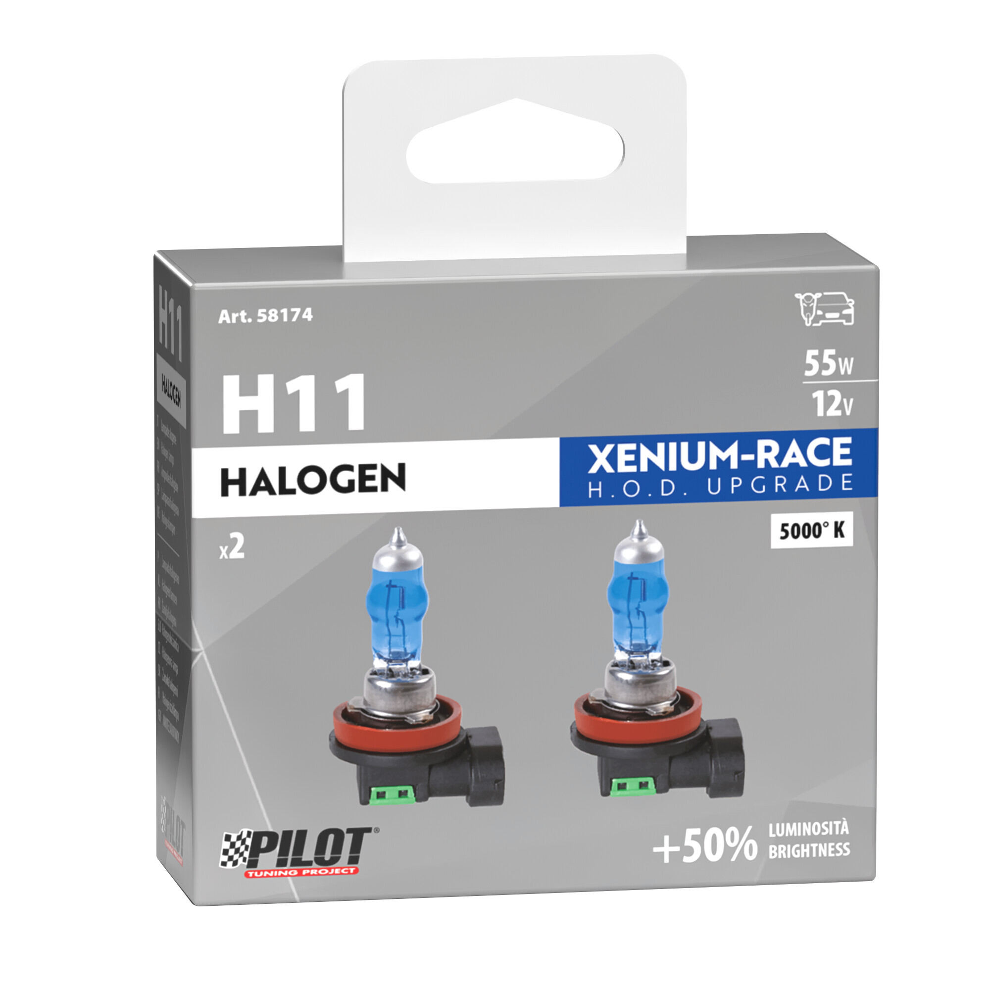 12V Lampada alogena Xenium Race - H11 - 55W - PGJ19-2 - 2 pz - Scatola - immagine 4