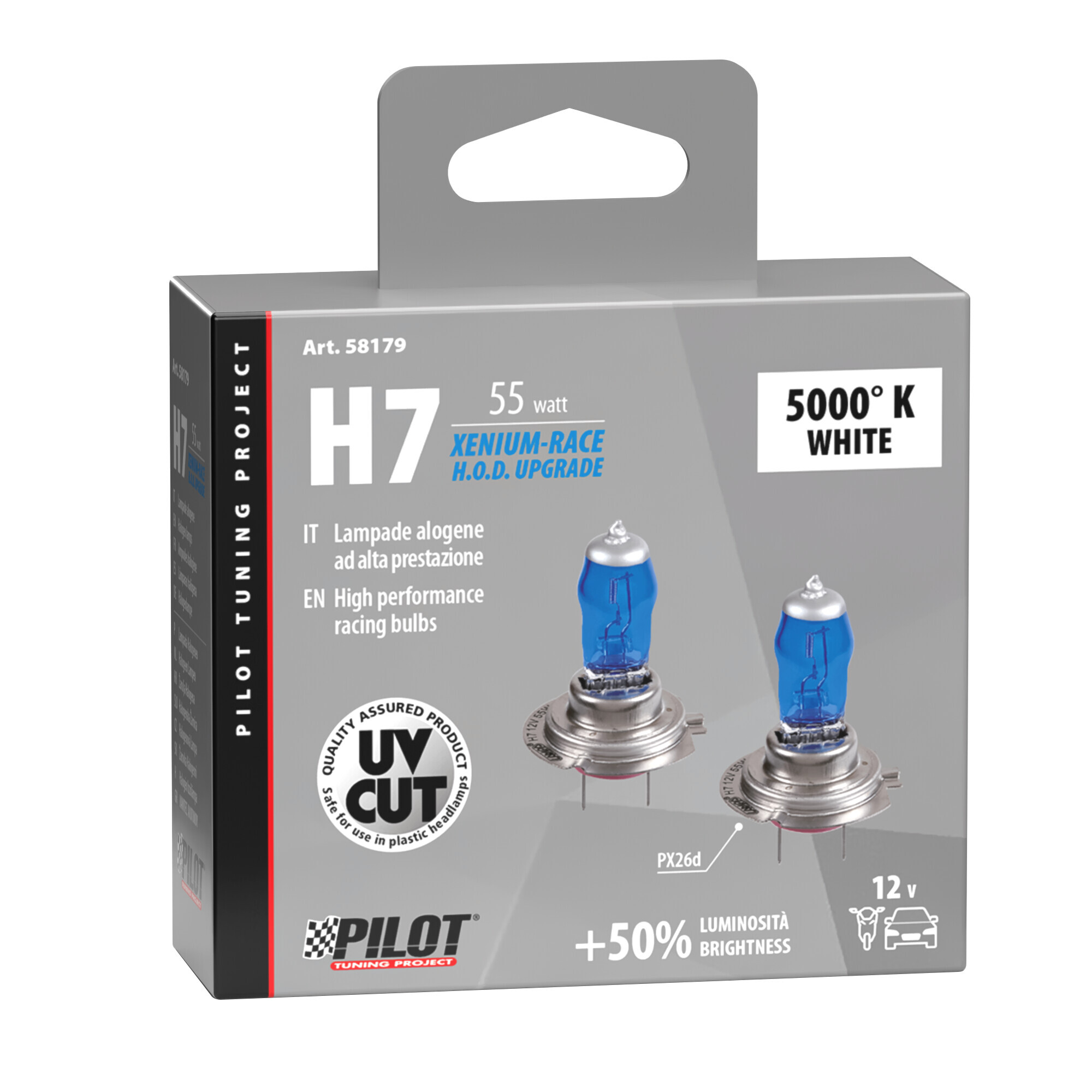 12V Lampada alogena Xenium Race - H7 - 55W - PX26d - 2 pz - Scatola - immagine 4