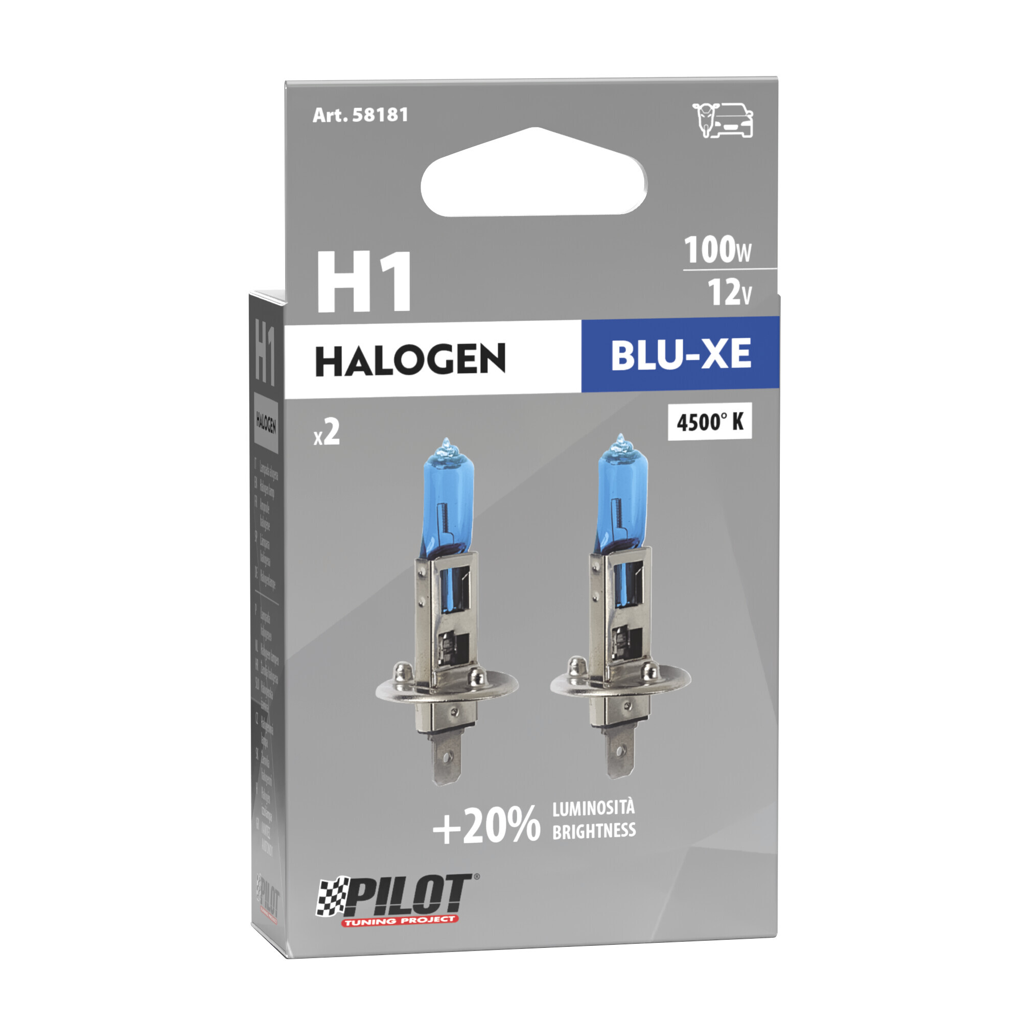 12V Lampada alogena Blu-Xe - H1 - 100W - P14,5s - 2 pz - Scatola - immagine 4