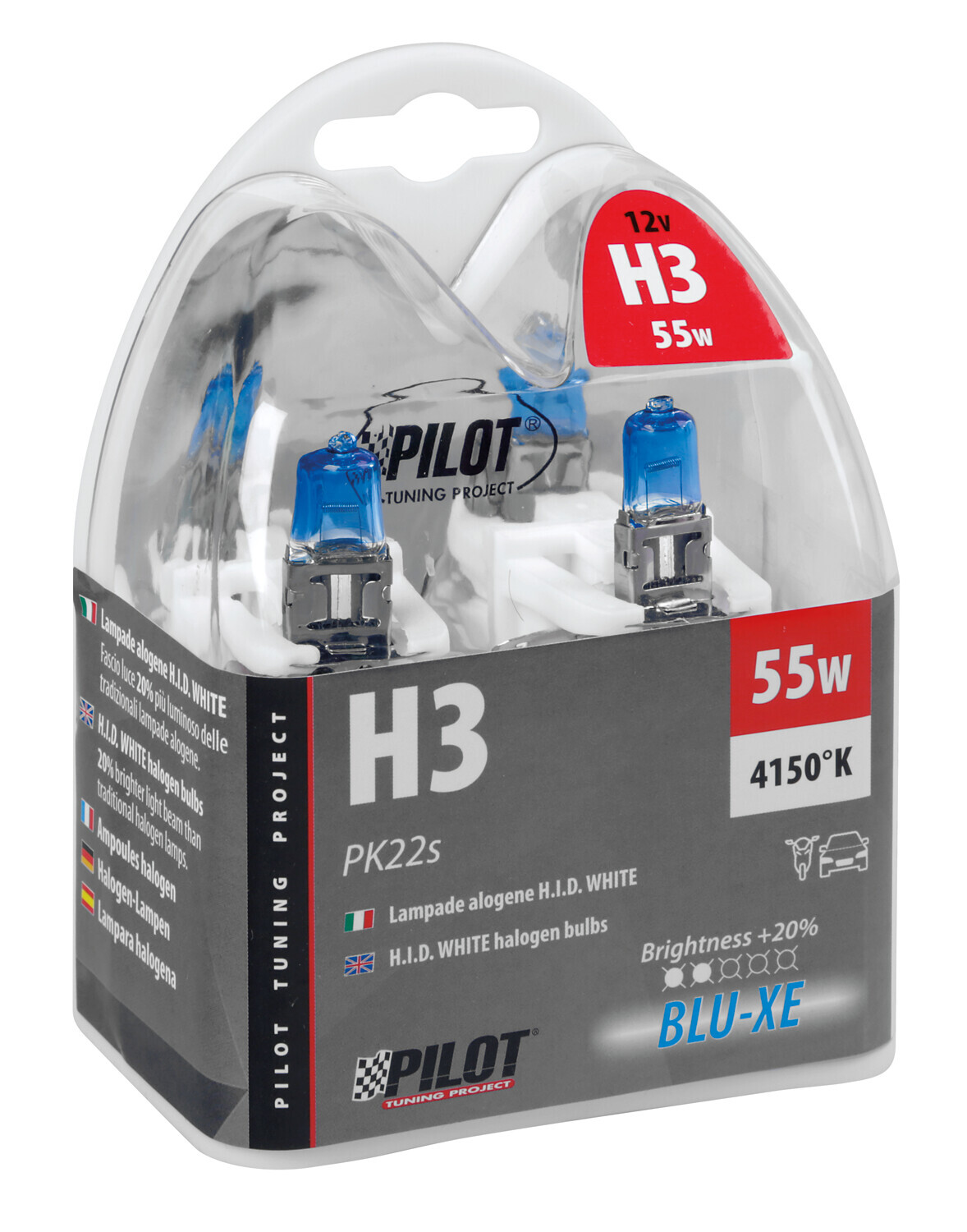 12V Lampada alogena Blu-Xe - H3 - 55W - PK22s - 2 pz - Scatola - immagine 4