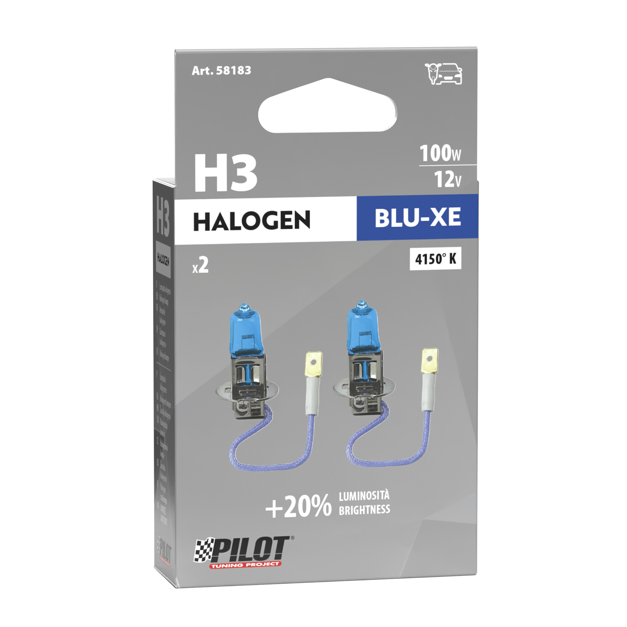 12V Lampada alogena Blu-Xe - H3 - 100W - PK22s - 2 pz - Scatola - immagine 4