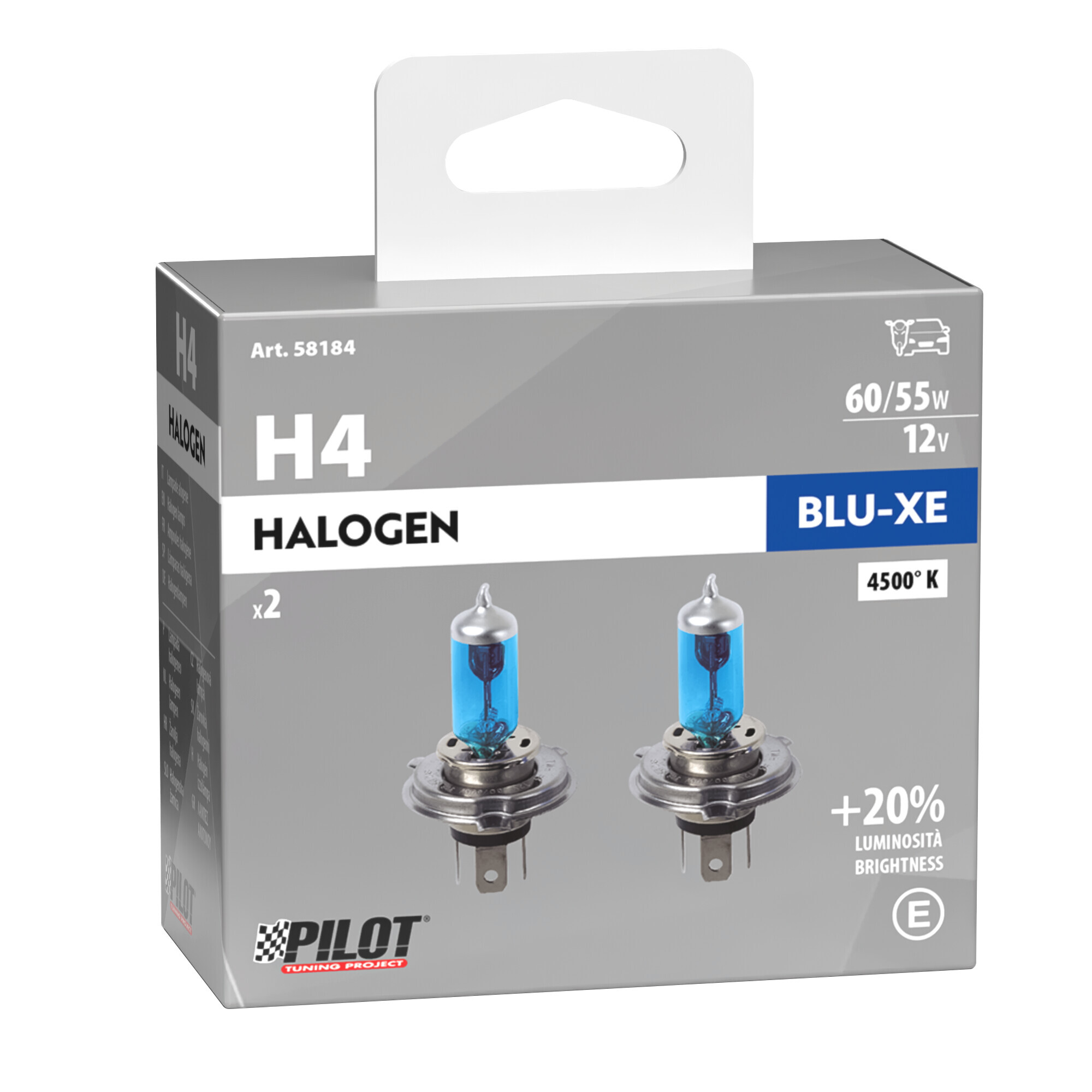 12V Lampada alogena Blu-Xe - H4 - 60/55W - P43t - 2 pz - Scatola - immagine 4