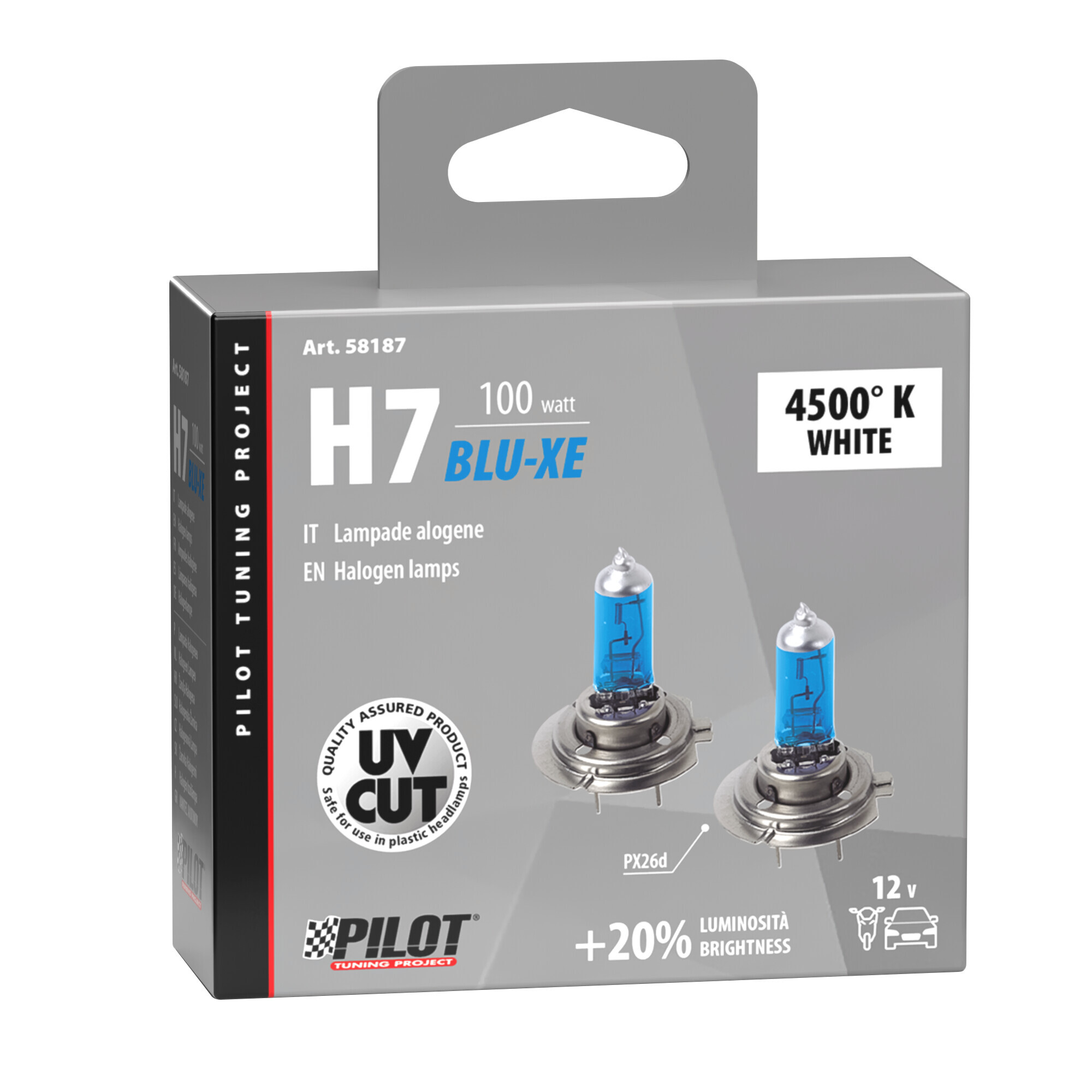 12V Lampada alogena Blu-Xe - H7 - 100W - PX26d - 2 pz - Scatola - immagine 4