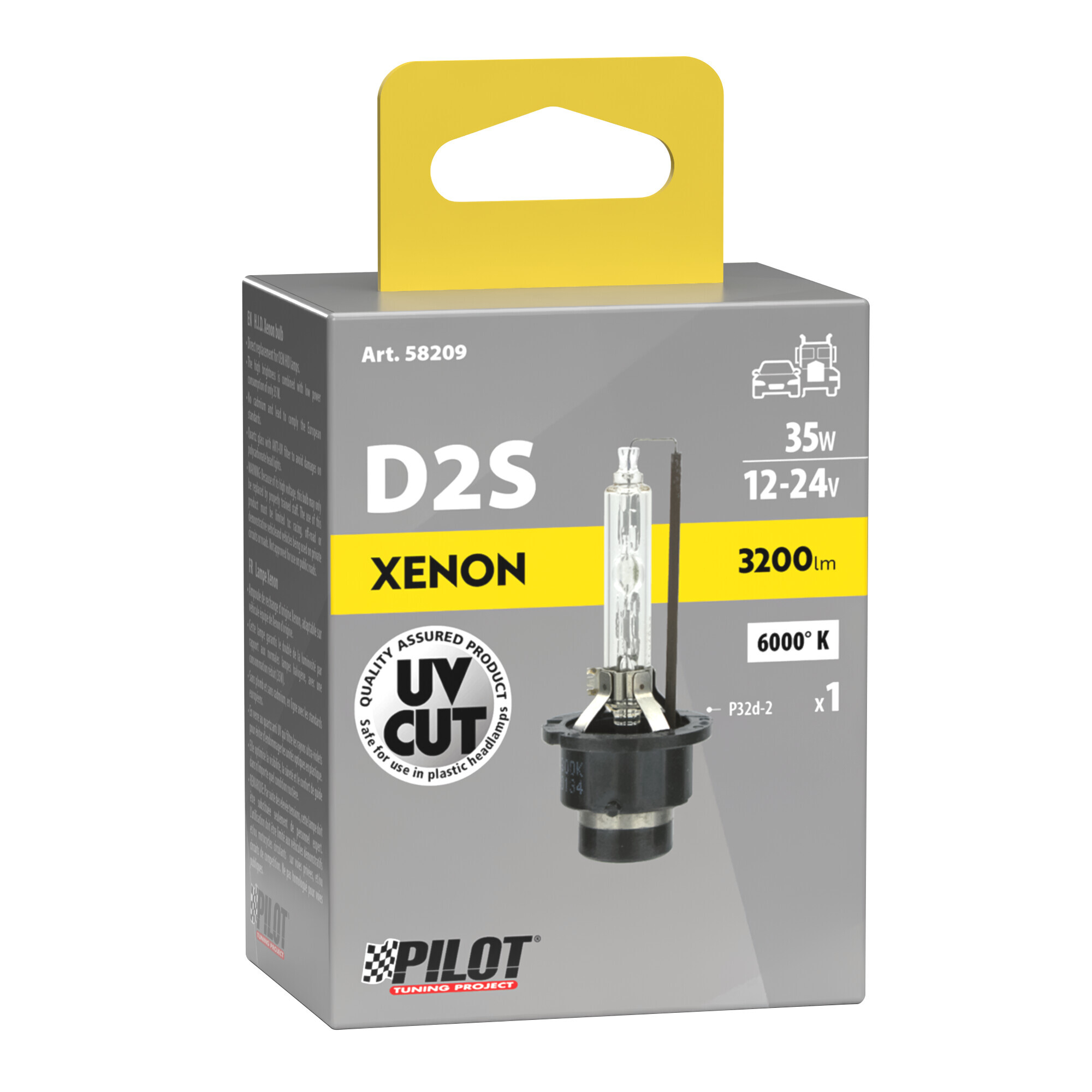 Lampada HID Xenon 6.000°K - D2S - 35W - P32d-2 - 1 pz - Scatola - immagine 4