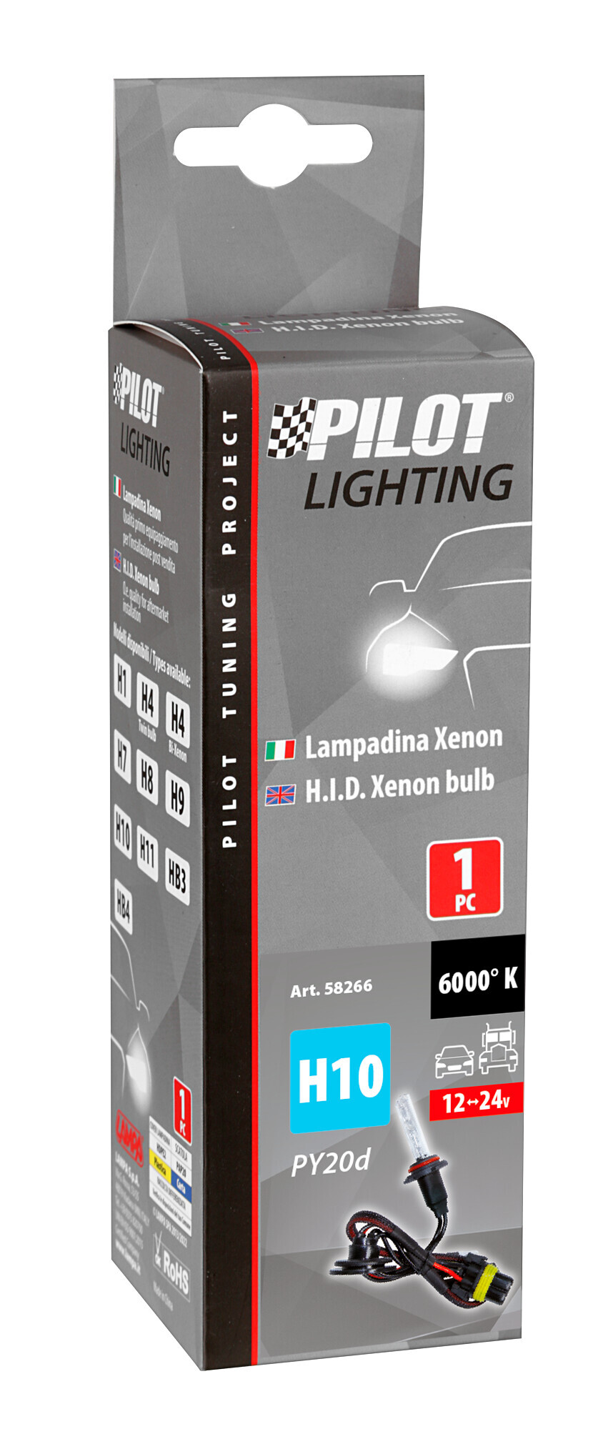 12/24V Lampadina HID Xenon 6.000K - H10 - 1 pz - Scatola - immagine 2