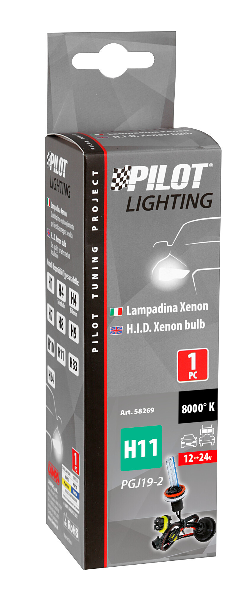 12/24V Lampadina HID Xenon 8.000K - H11 - 1 pz - Scatola - immagine 2