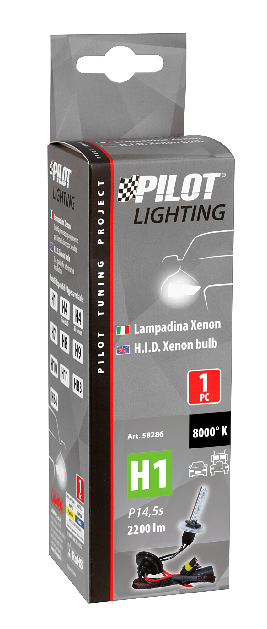 12/24V Lampadina HID Xenon 8.000K - H1 - 1 pz - Scatola - immagine 2