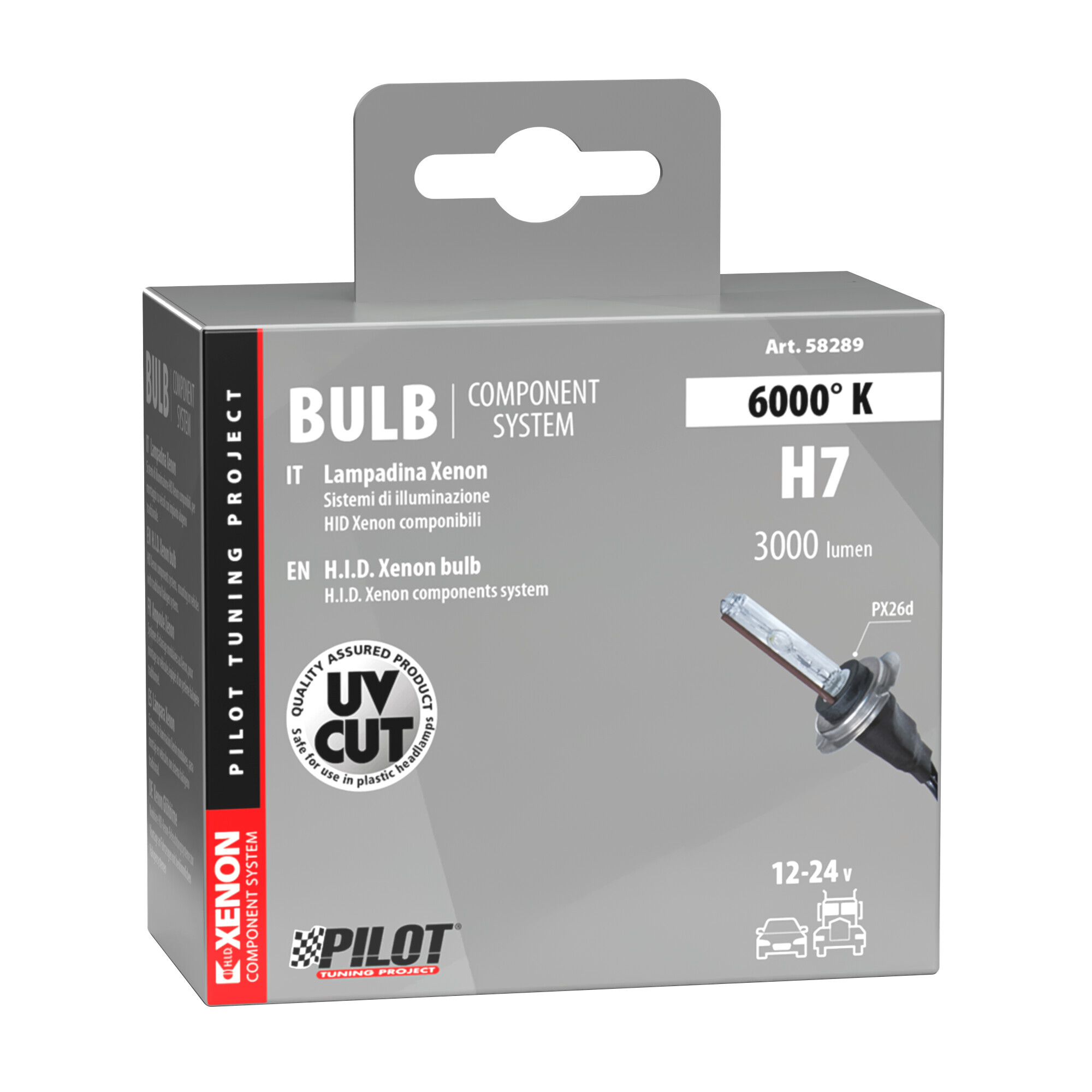 12/24V Lampadina HID Xenon 6.000K - H7 - 1 pz - Scatola - immagine 2