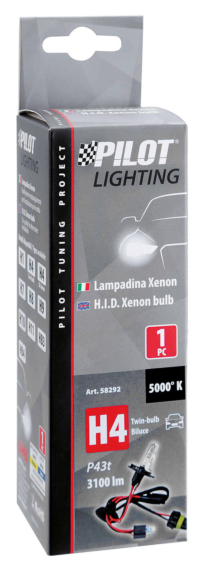 12V Lampadina HID Xenon 5.000K - H4 - 1 pz - Scatola - (Bi-Lampada) - immagine 2