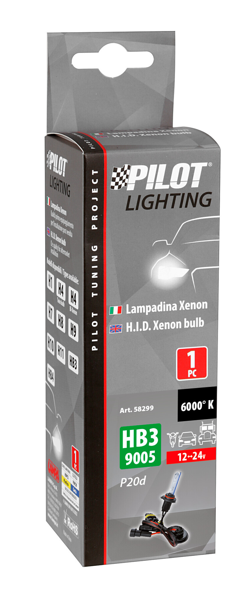 12/24V Lampadina HID Xenon 6.000K - HB3 9005 - 1 pz - Scatola - immagine 2