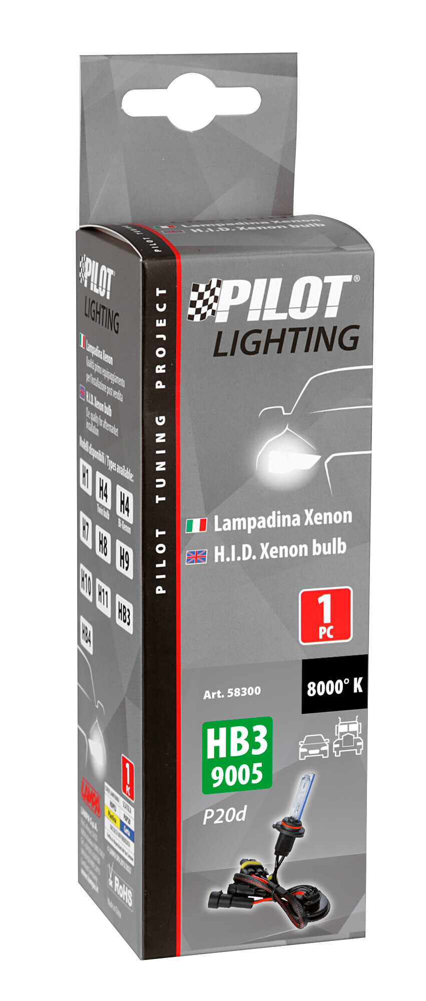 12/24V Lampadina HID Xenon 8.000K - HB3 9005 - 1 pz - Scatola - immagine 2