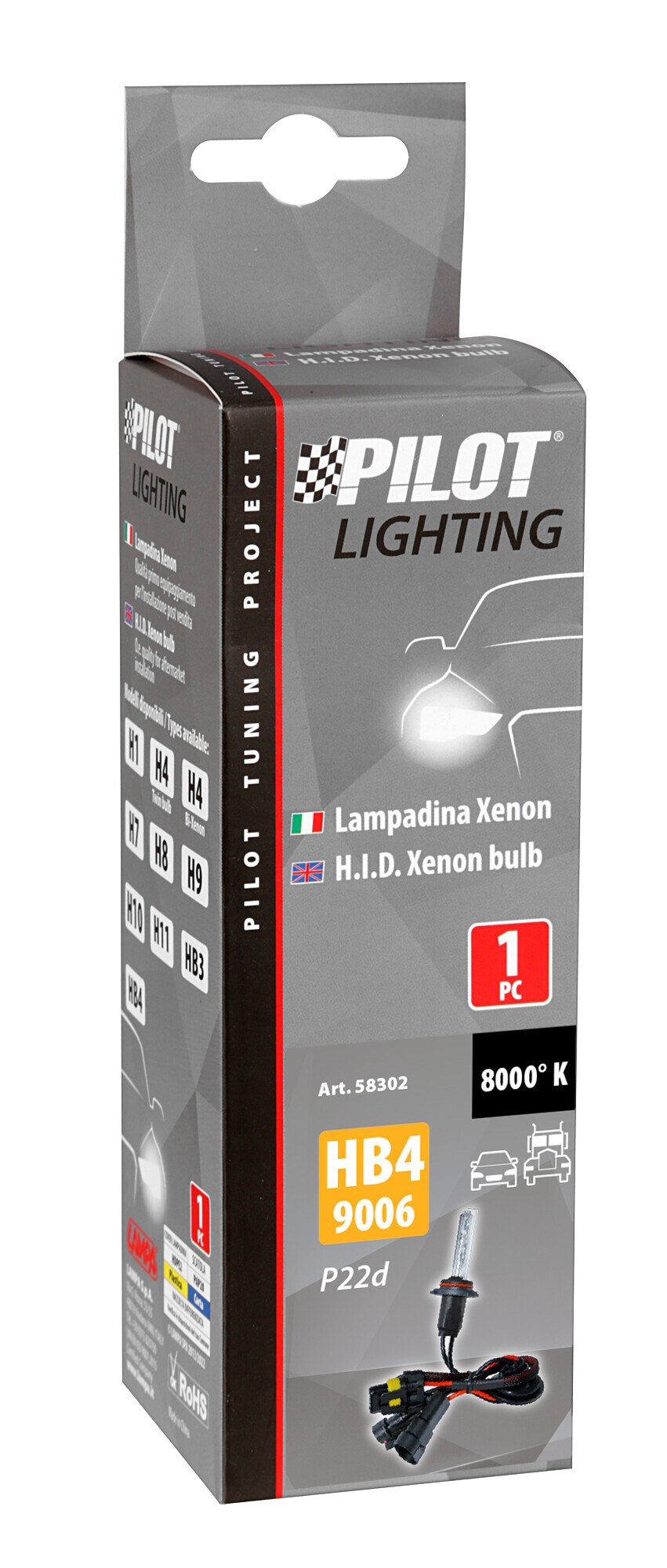 12/24V Lampadina HID Xenon 8.000K - HB4 9006 - 1 pz - Scatola - immagine 2