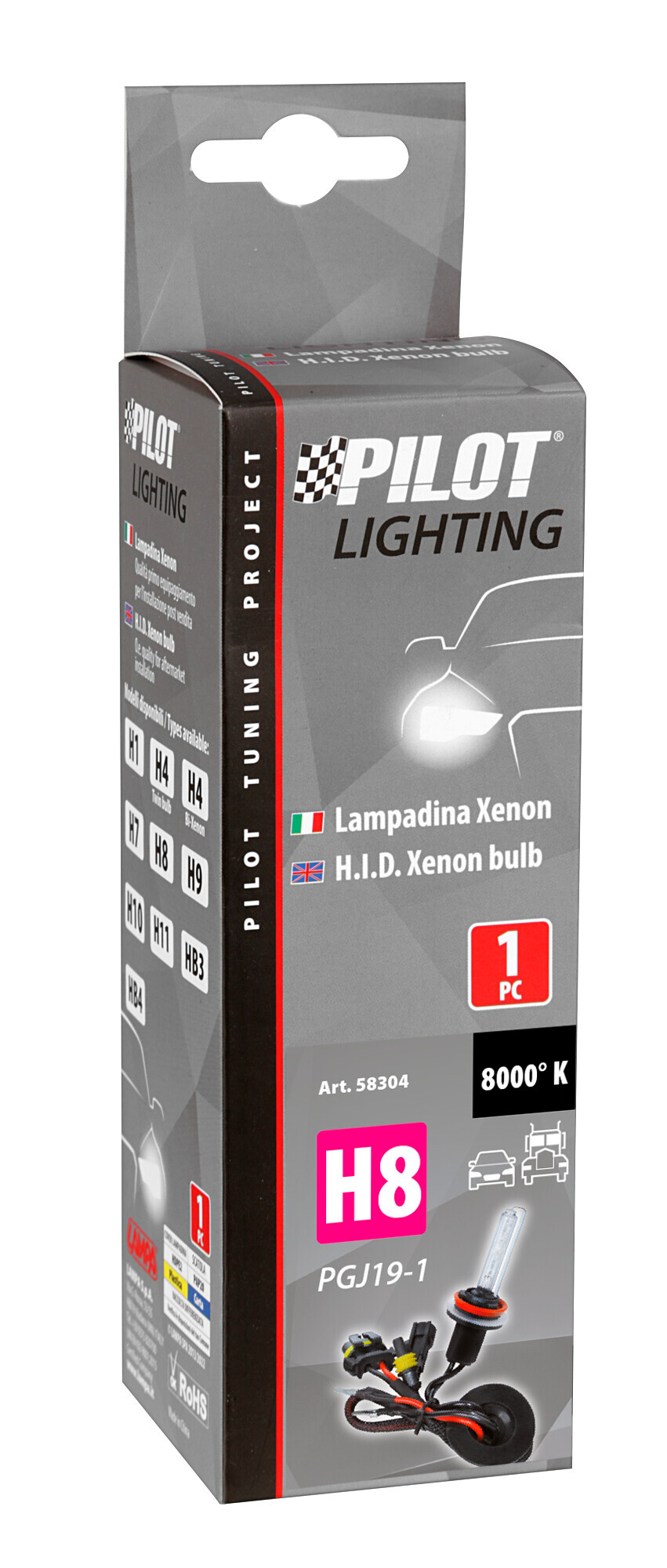 12/24V Lampadina HID Xenon 8.000K - H8 - 1 pz - Scatola - immagine 2